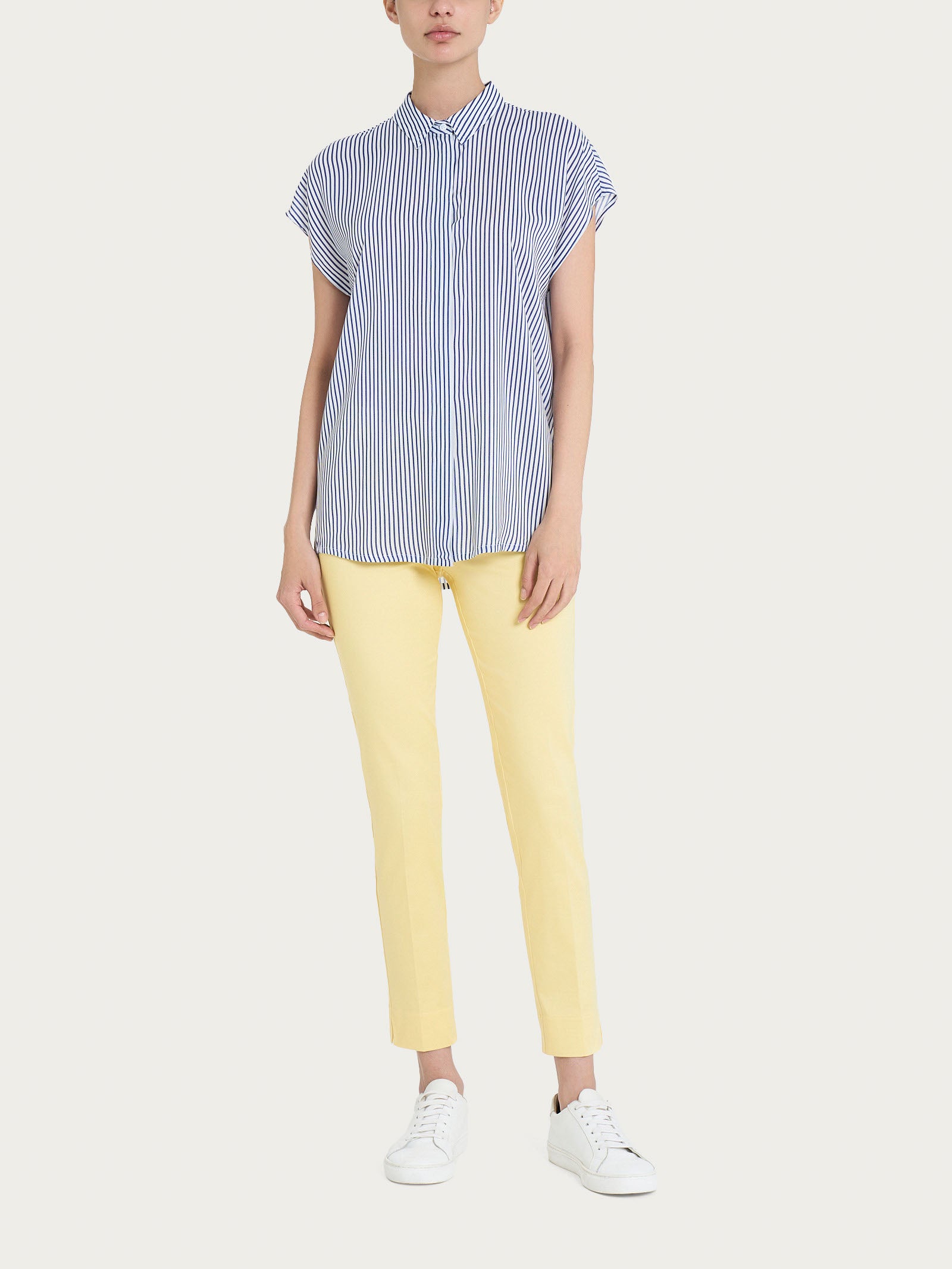 Ragno EcoSeta Camicia righe manica kimono fantasia white