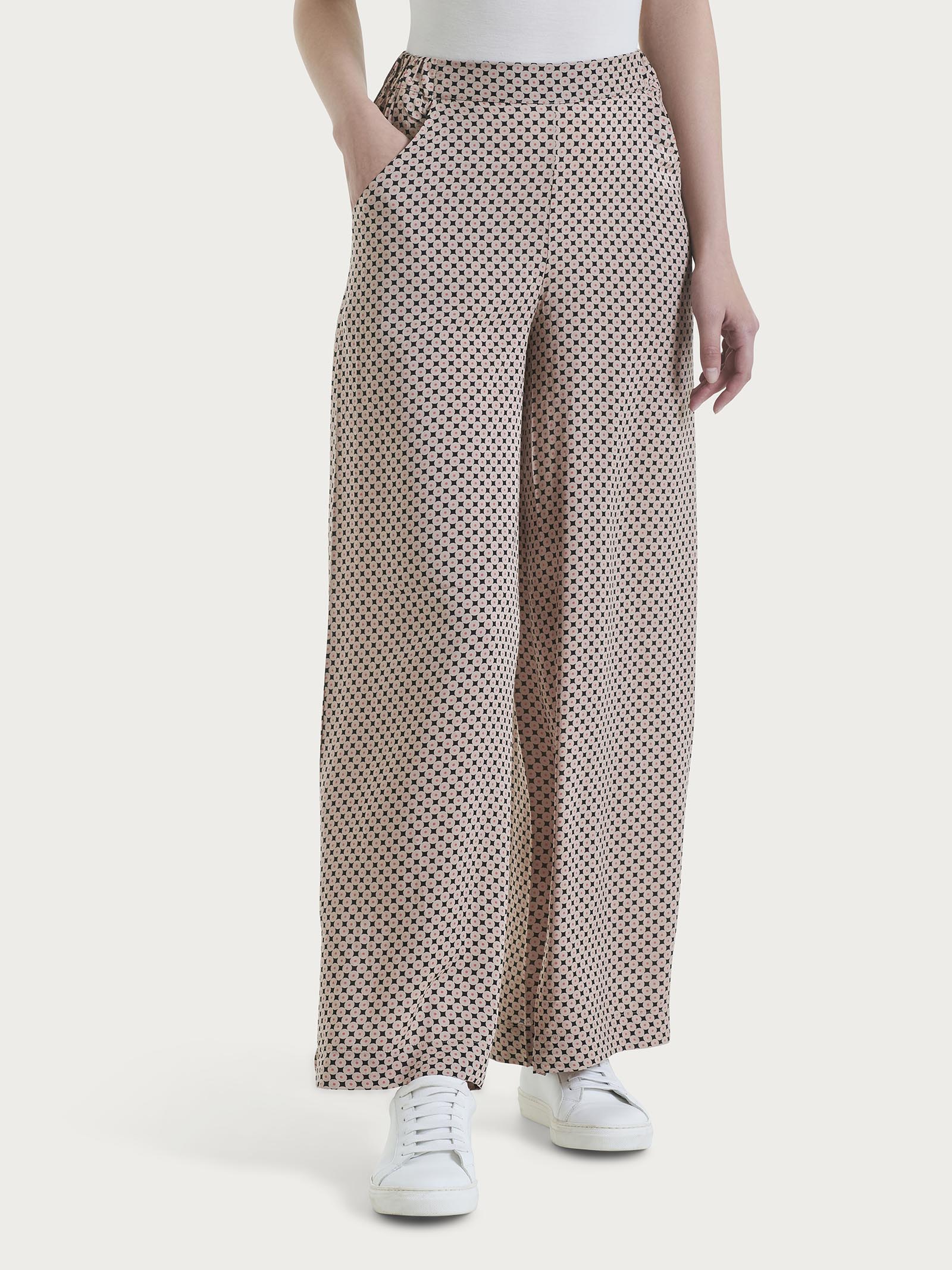 Ragno Pantalone Palazzo Ecoseta Fantasia Nero viscosa