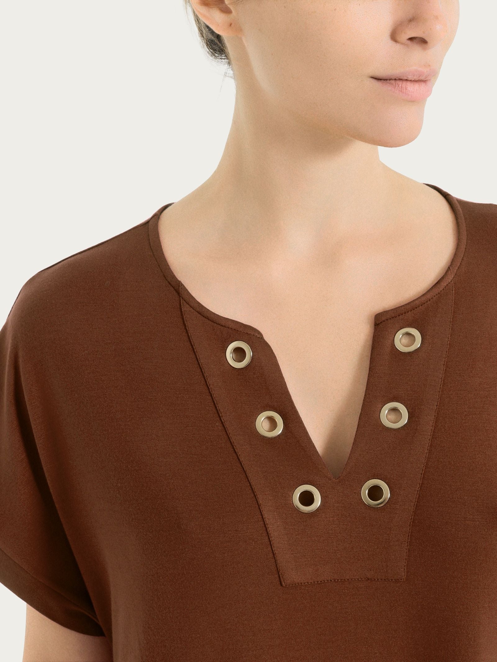 Ragno Viscosa Summer Abito Occhielli Chocolate jersey