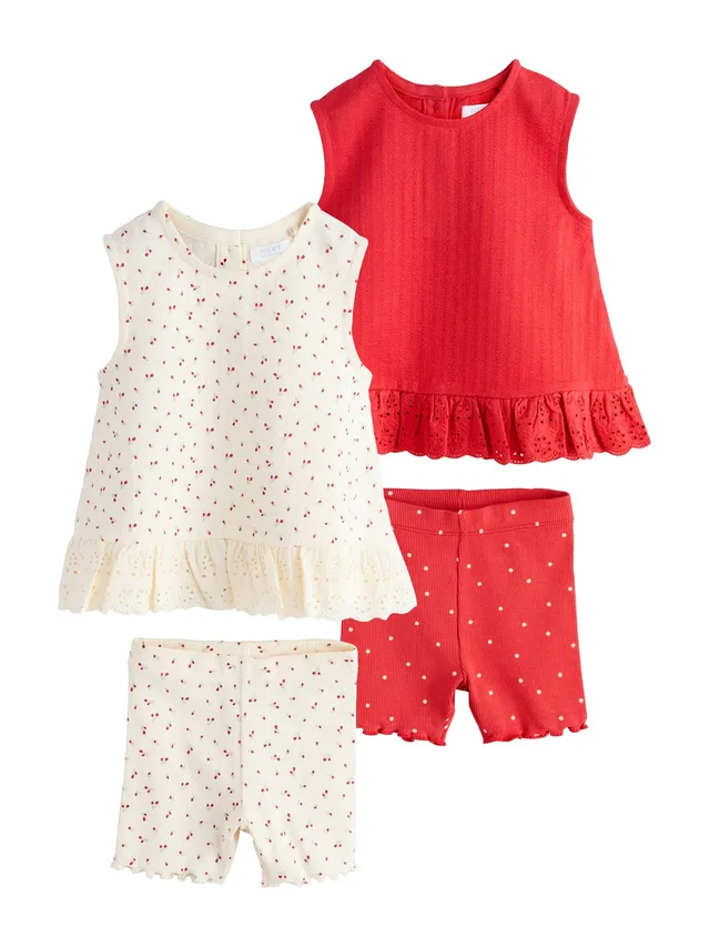 Next completo bambina 2 pezzi canotta red white