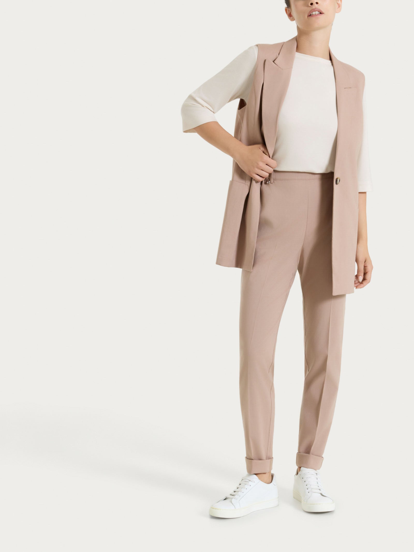 Ragno Super Natural gilet lungo warm taupe tencel