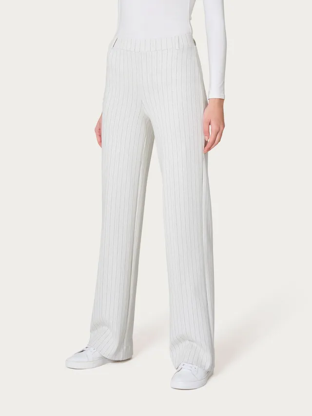 Ragno The Wide Leg pantalone gessato Fant Argento Mel wide
