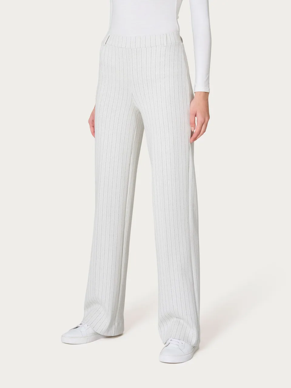 Ragno The Wide Leg pantalone gessato Fant Argento Mel wide