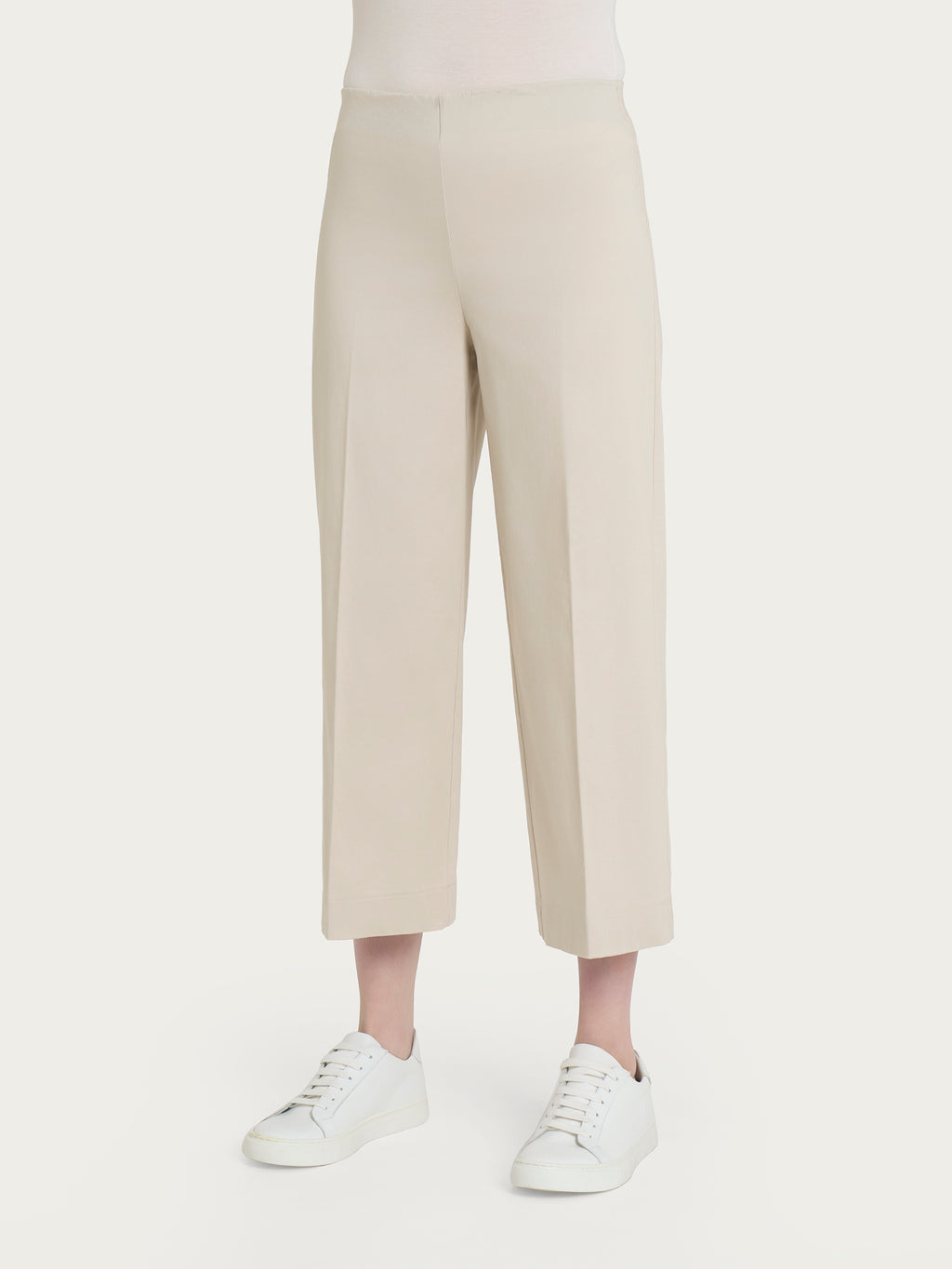 Ragno Satin Power cropped wide pants pantaloni champignon satinati