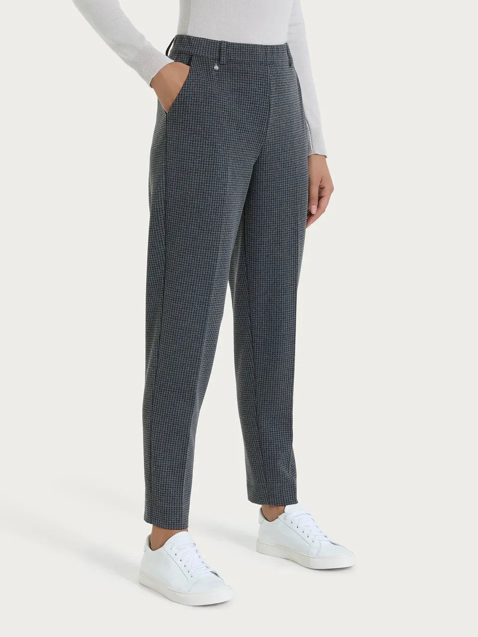 Ragno Compact pantalone chino slim micro check Ardesia Mel jacquard