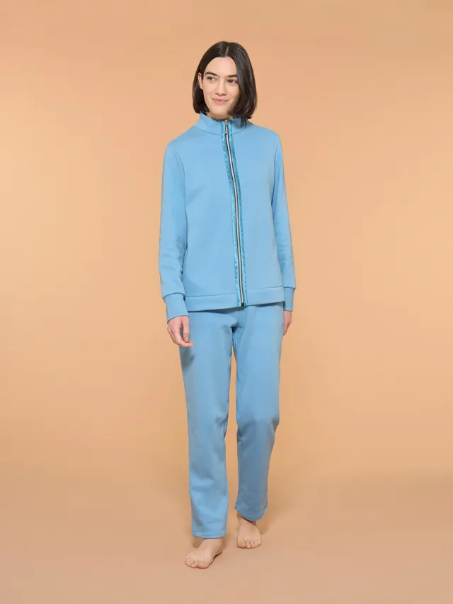 Ragno Tuta Felpata Collo Alto Cotone Dusk Blue Calda