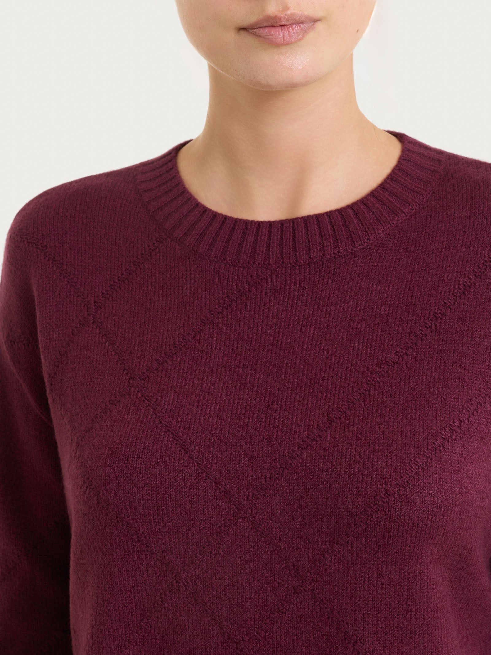 Ragno Super Soft Maglia Girocollo Check Viola Fig Calda