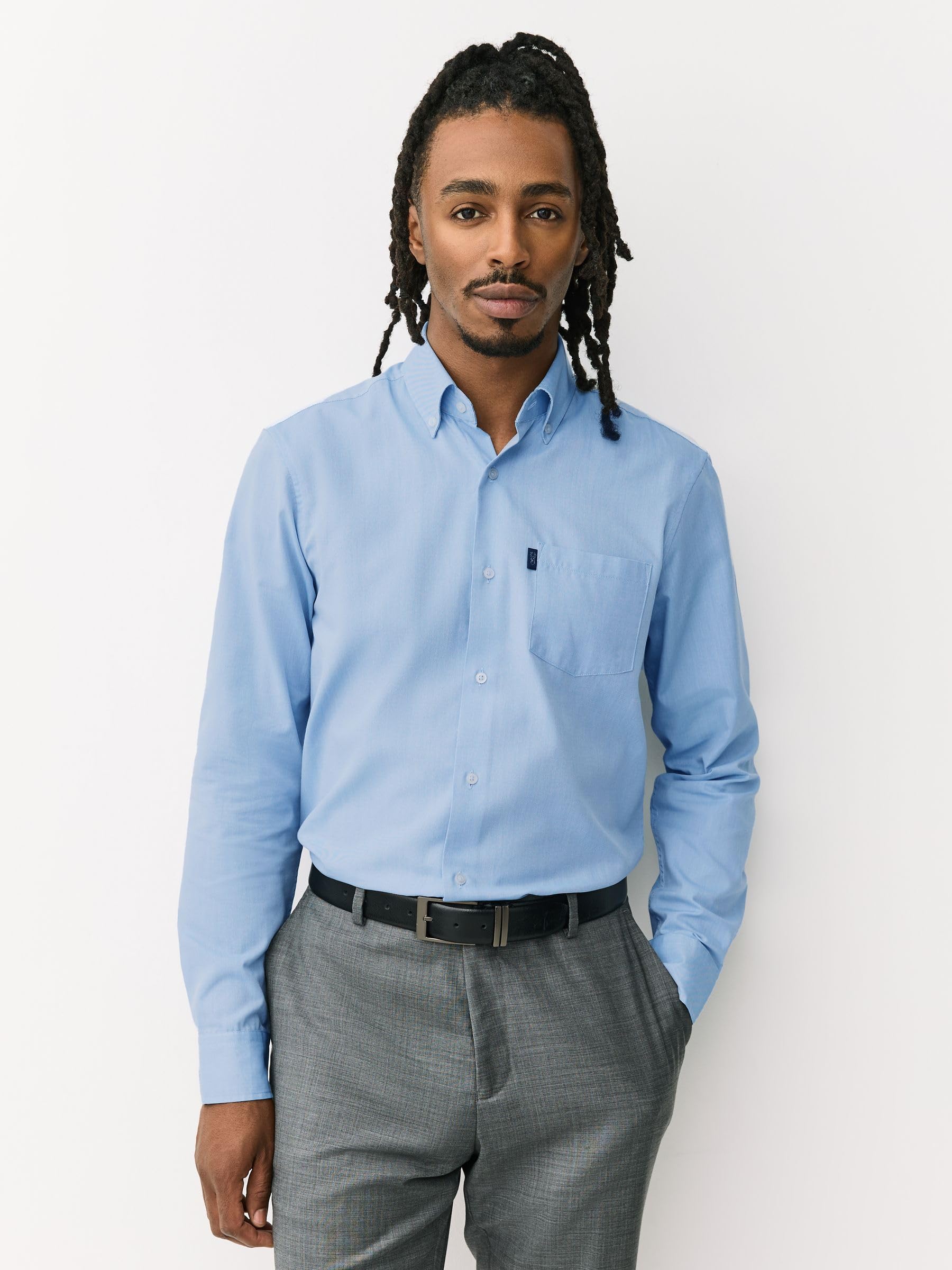 Geo Next camicia oxford slim azzurra L facile da stirare