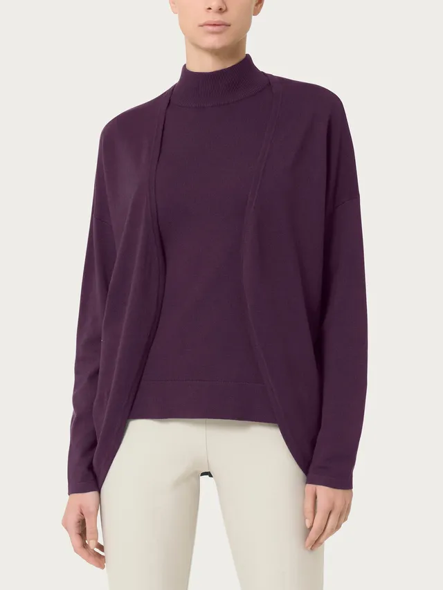Ragno Four Seasons cardigan aperto viola misto viscosa