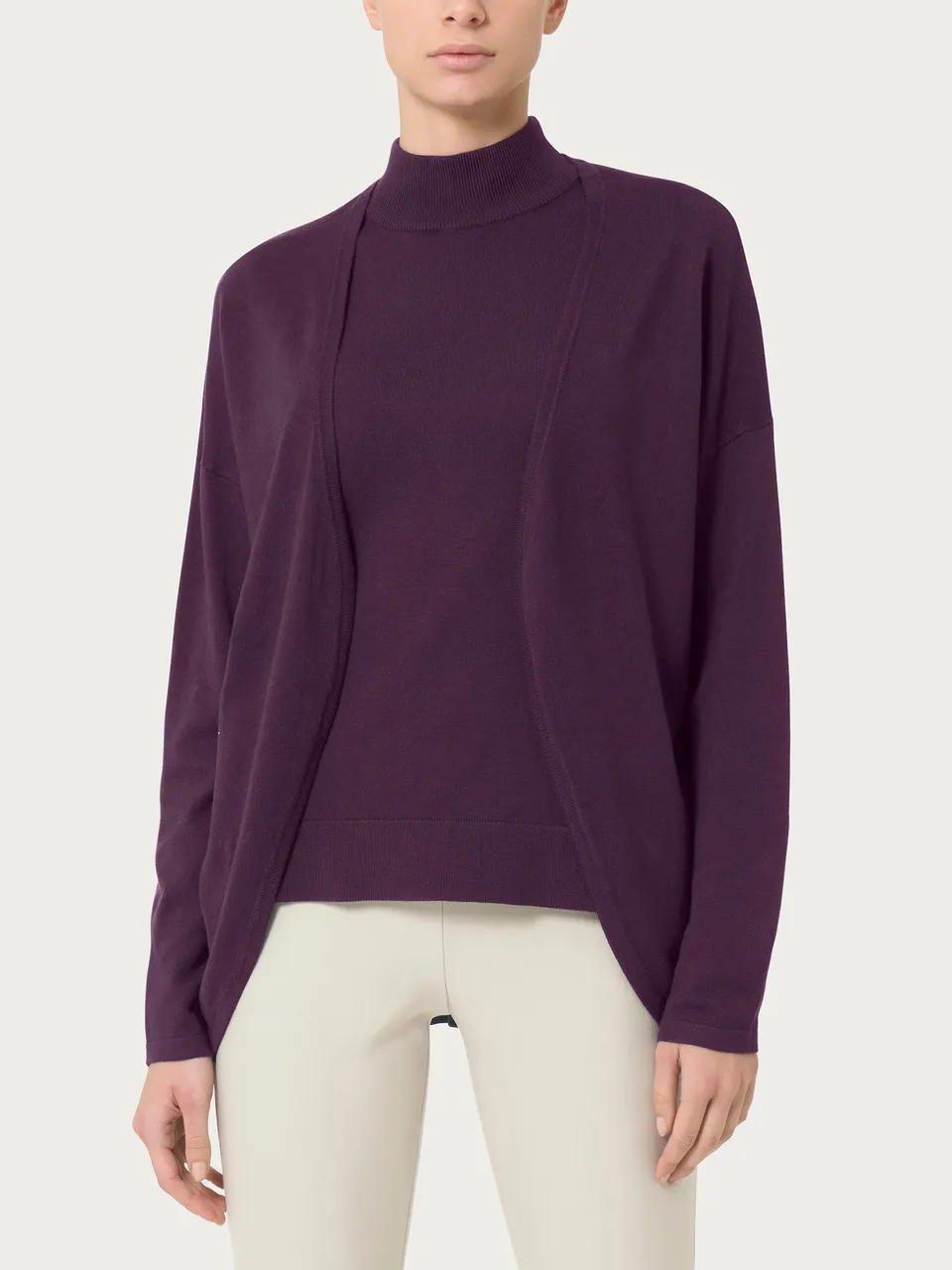 Ragno Four Seasons cardigan aperto viola misto viscosa