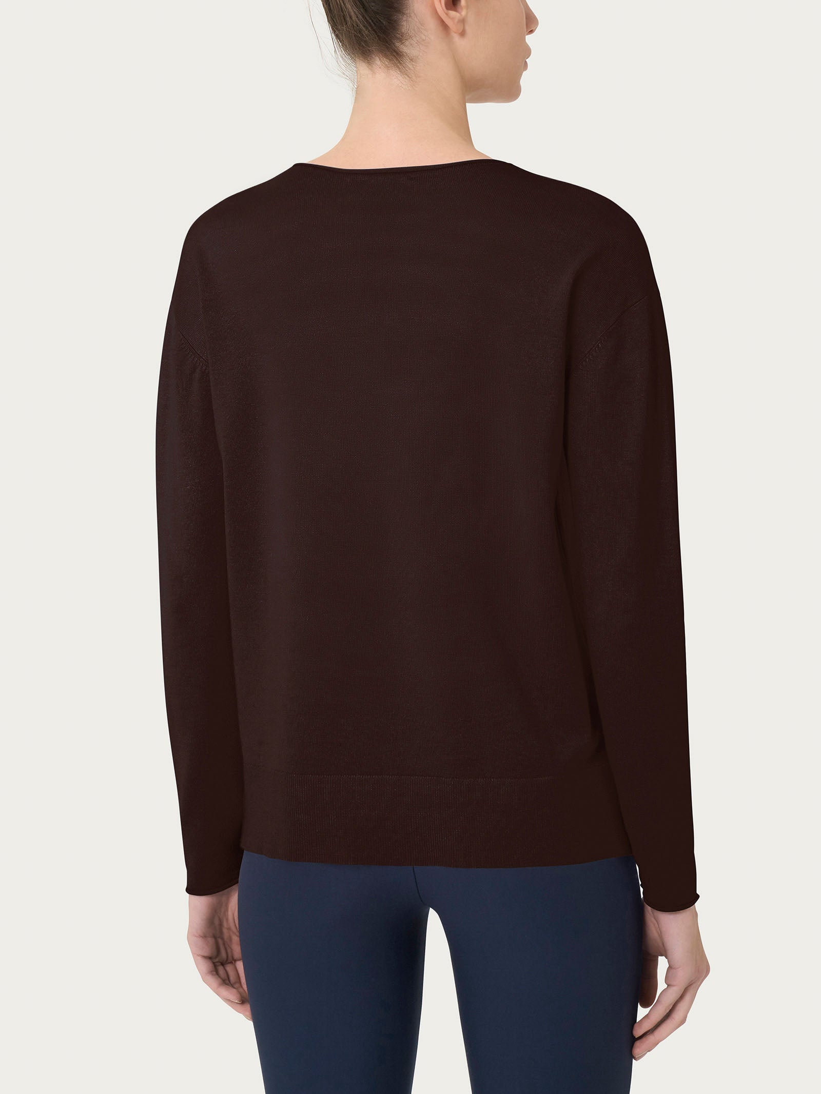 Ragno Four Seasons maglia asimmetrica girocollo Chocolate viscosa