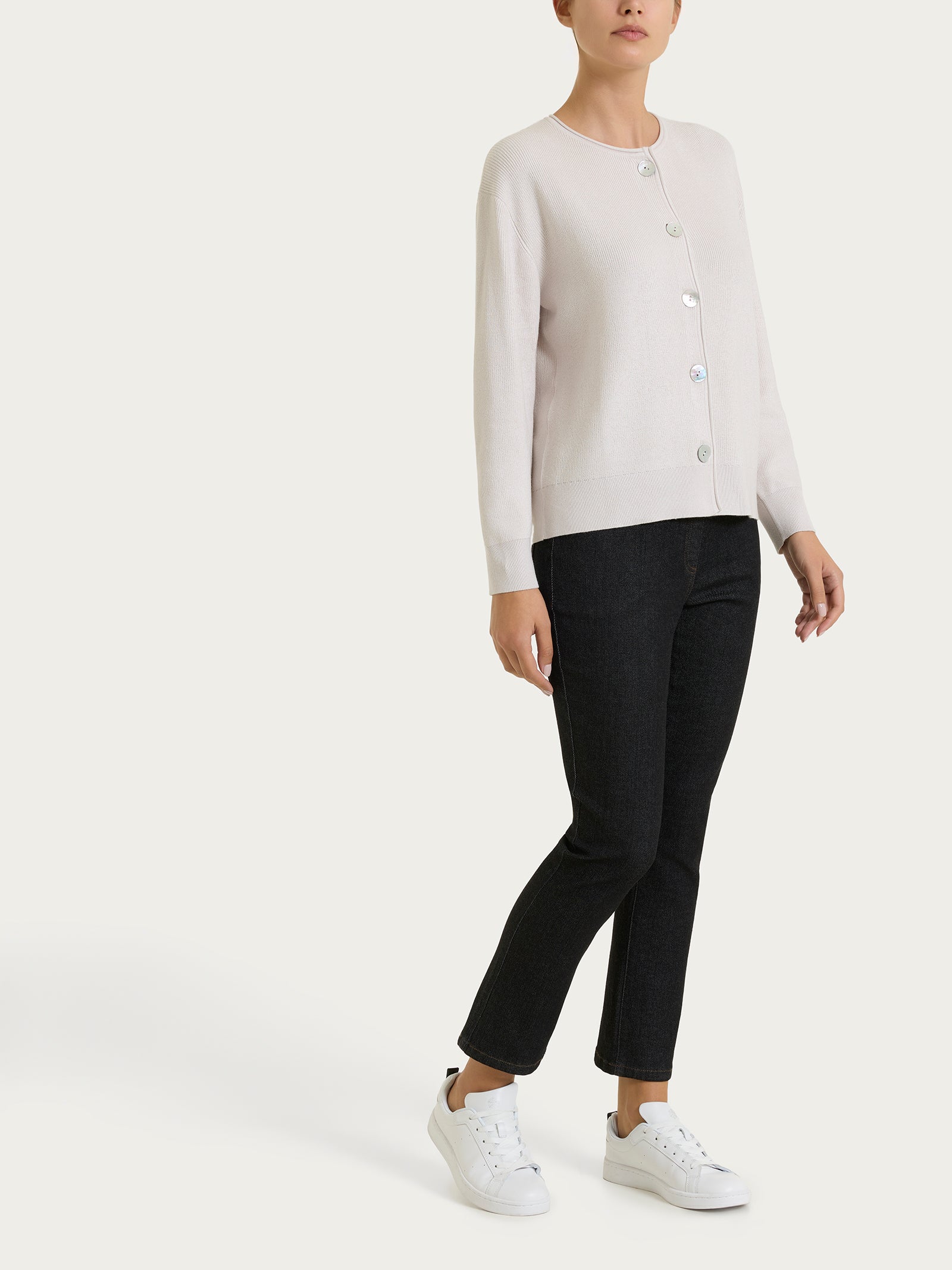 Ragno Four Seasons Cardigan Punto Perla Lilac Ash con bottoni