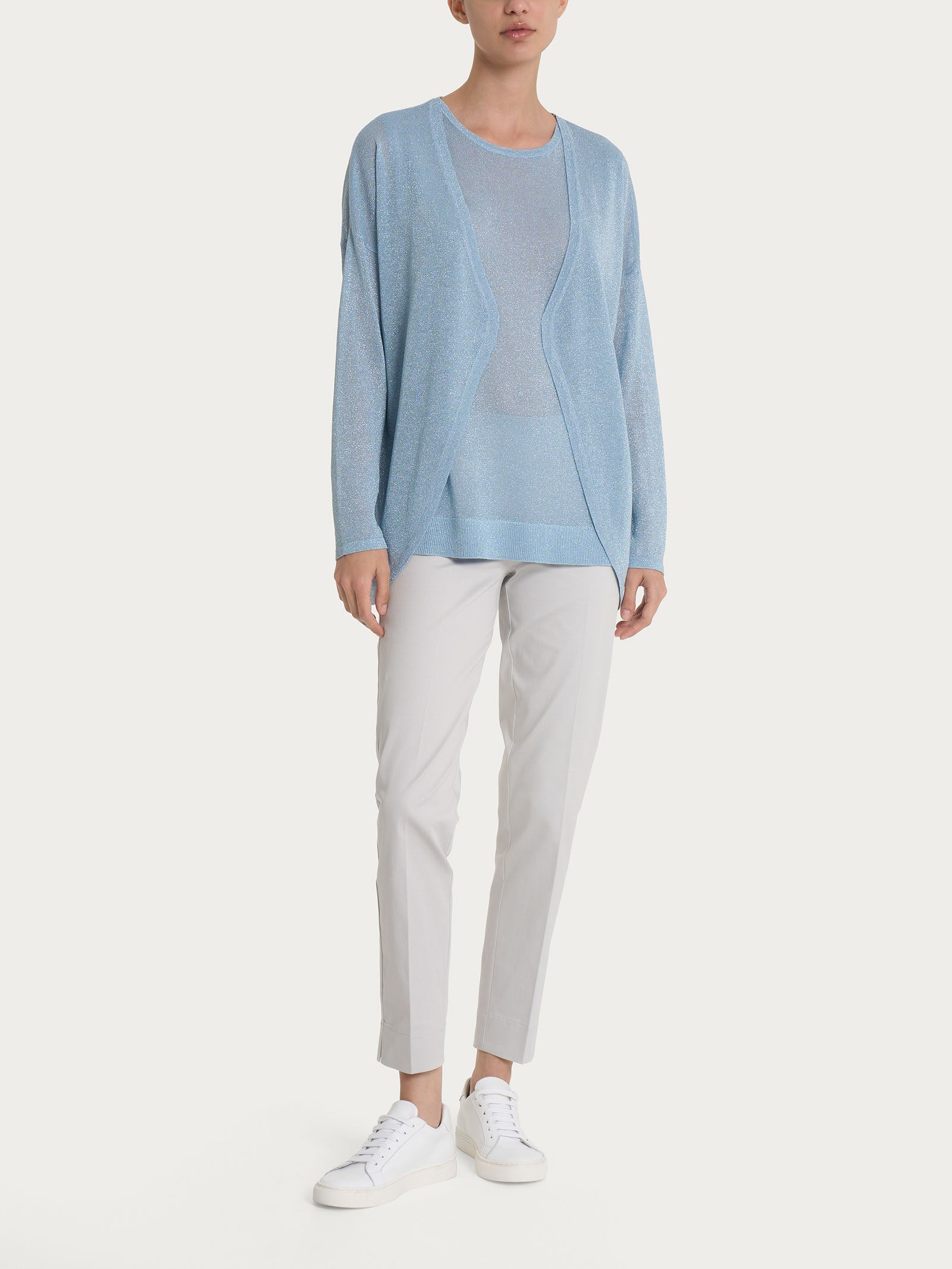 Ragno Crêpe Lurex Cardigan Aperto Lungo Skyway luminoso