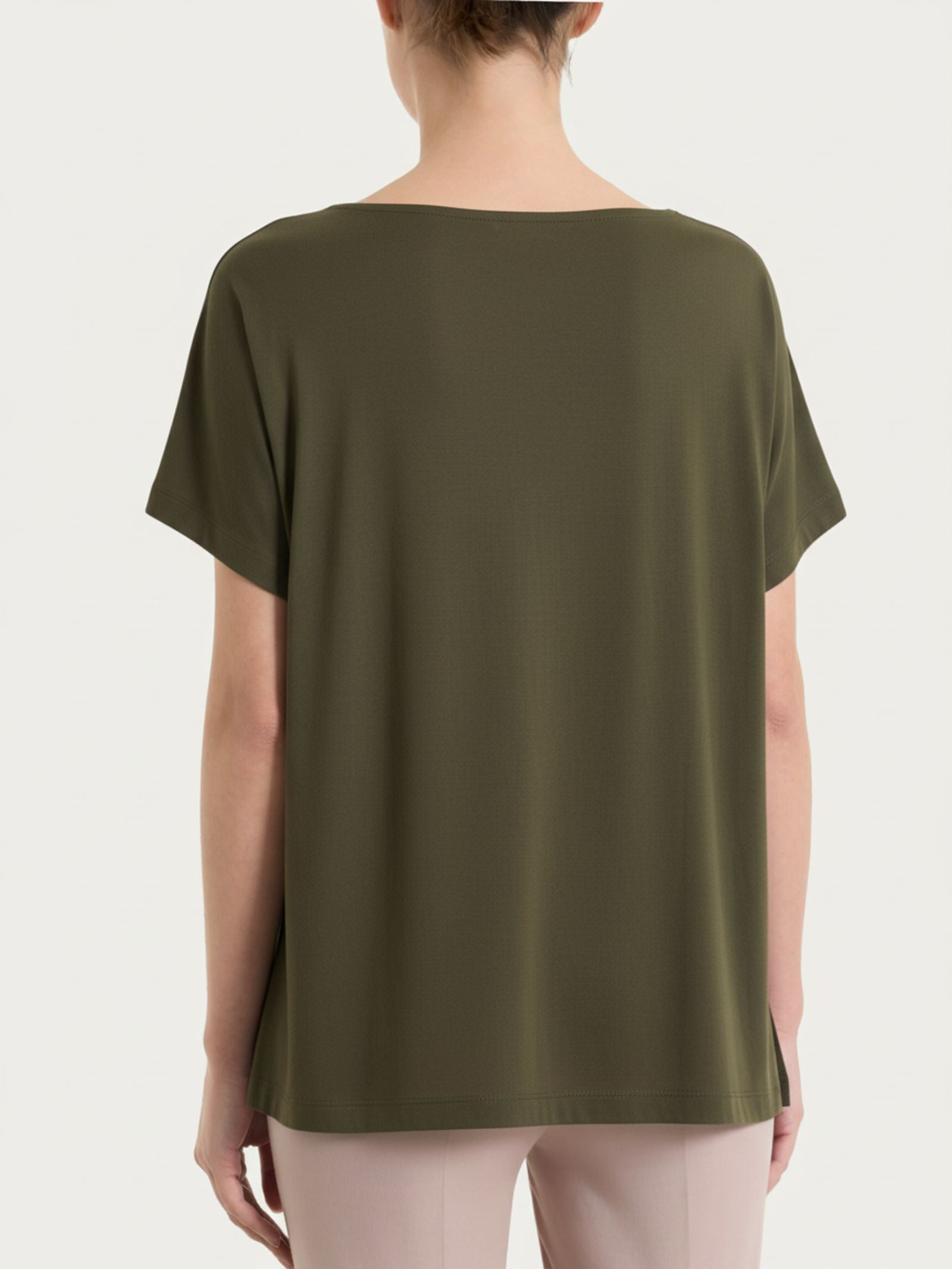 Ragno Viscosa Summer maglietta girocollo dark olive manica kimono