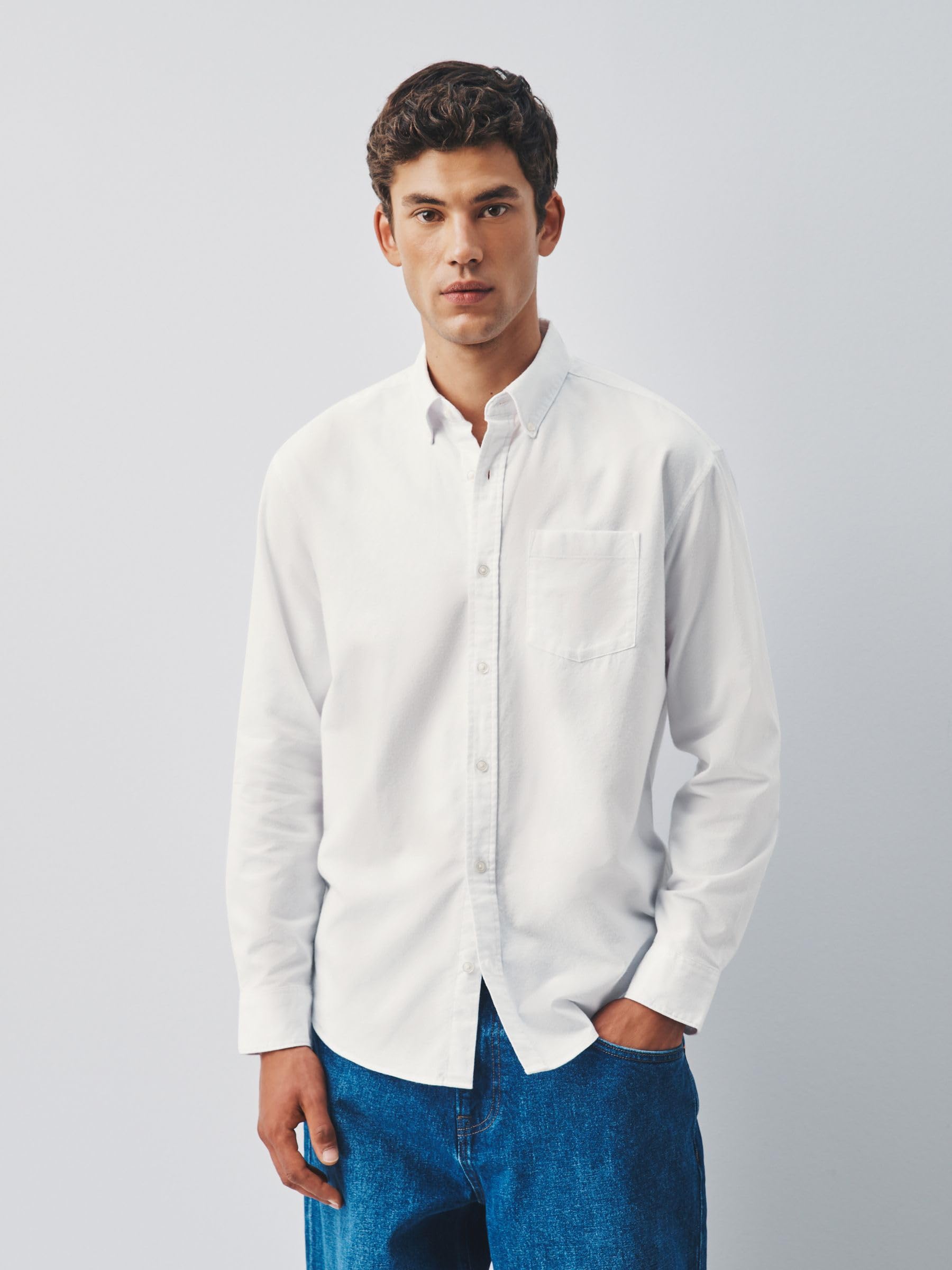 Next camicia oxford uomo maniche lunghe spazzolata comoda