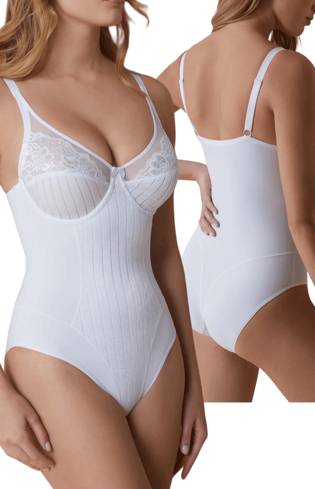 Lady C body modellante pizzo coppa D 3D senza imbottitura elegante