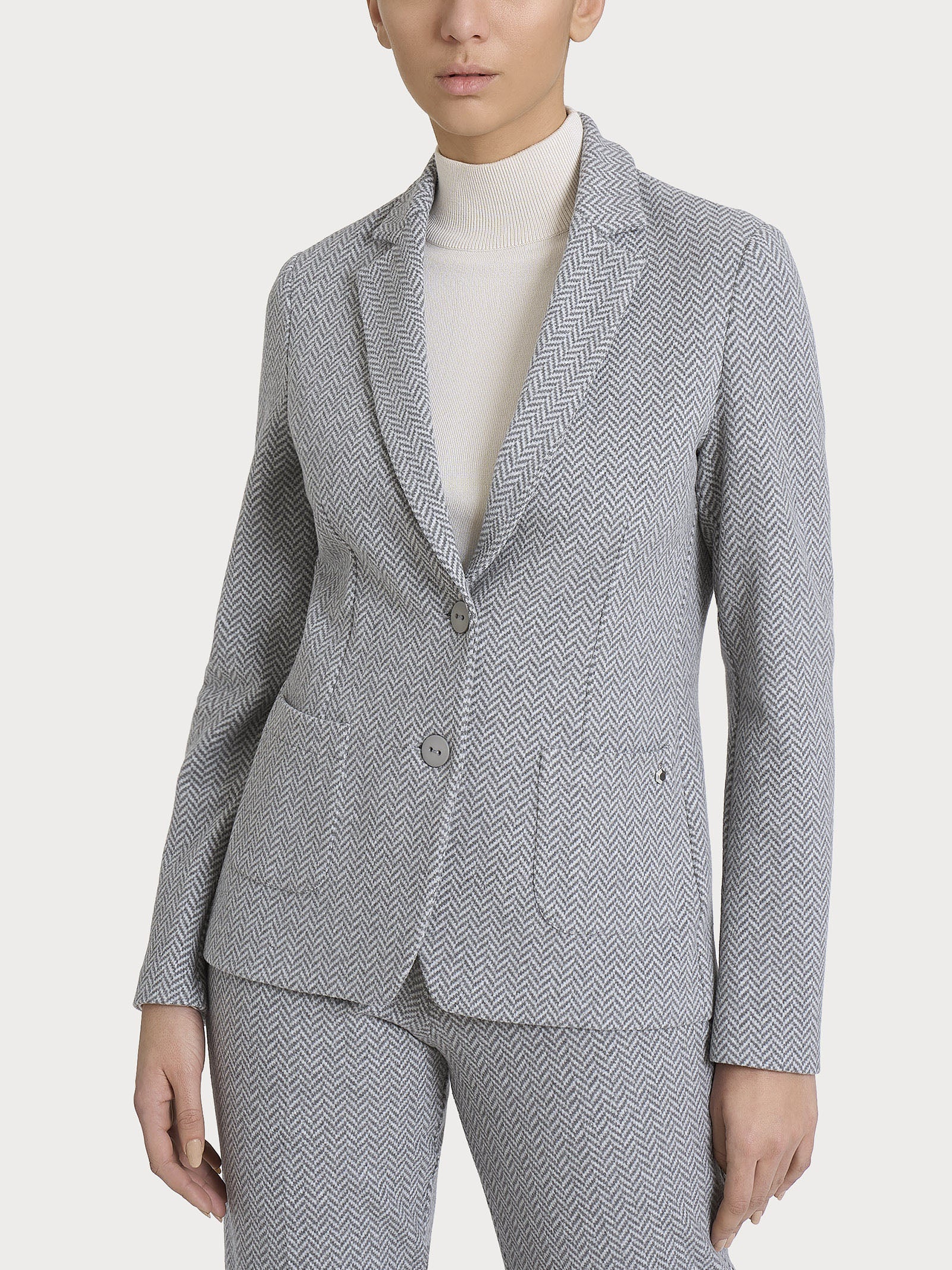Ragno Compact Blazer 2 Bottoni Grigio Jacquard