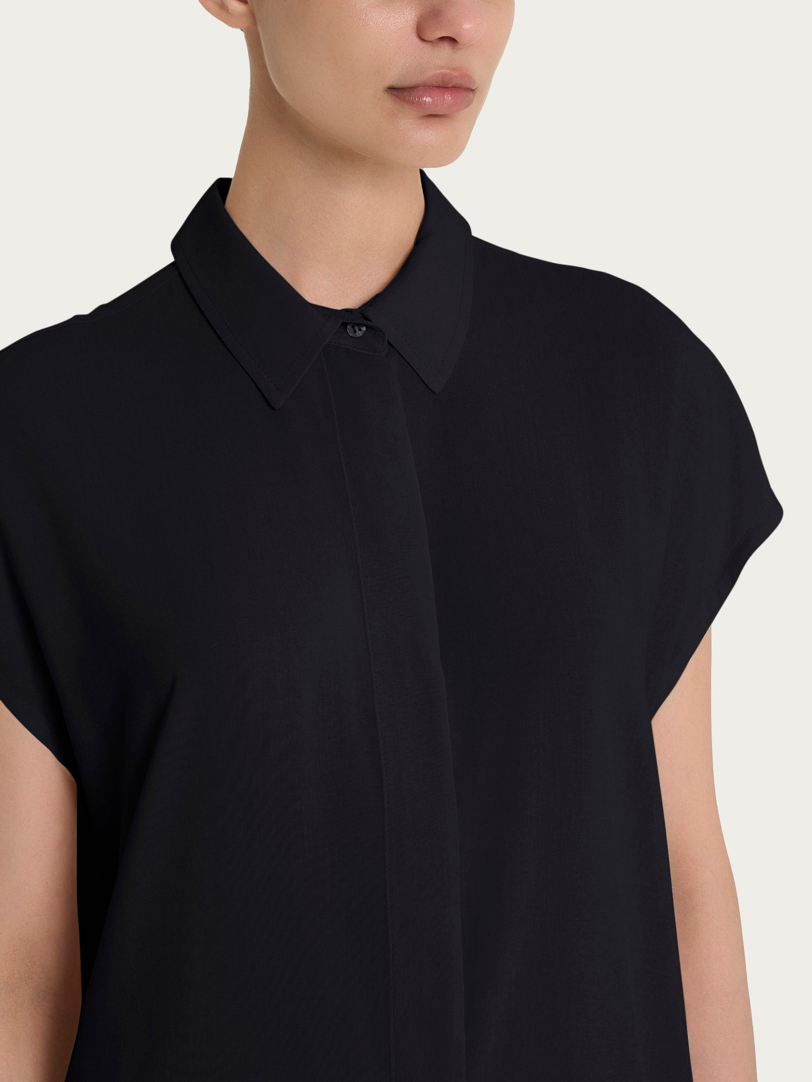 Ragno Gem Camicia Kimono Manica Corta Ecoseta Nero