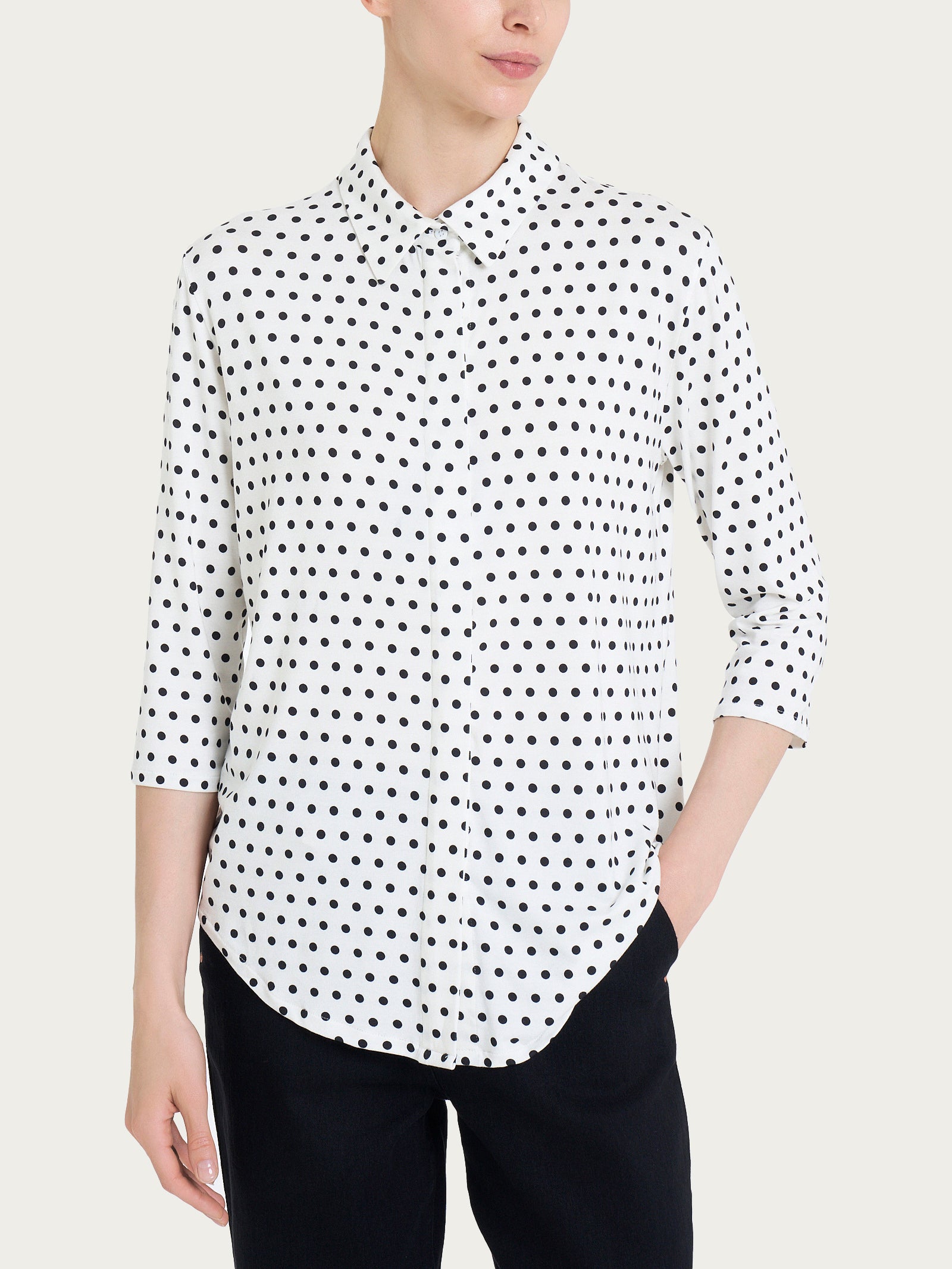 Ragno Viscosa Summer Camicia pois manica 3/4 Fant.Bianco