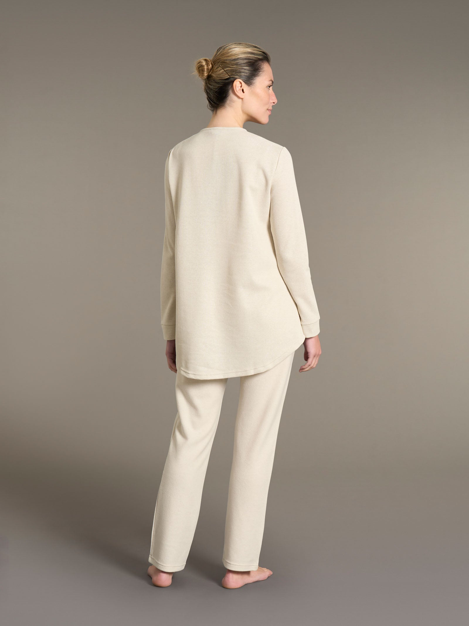 Ragno Cotton Eco Pile pigiama lungo goccia Off White caldo