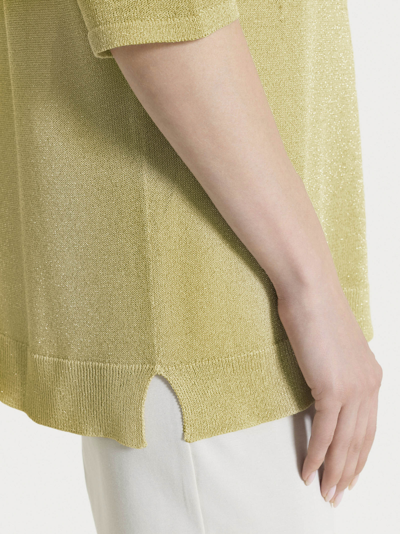 Ragno Crêpe Lurex maglia barchetta Khaki manica 3/4