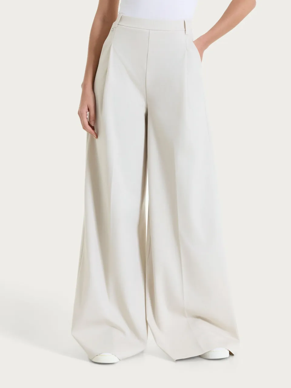 Ragno Compact Light Lungo con Pinces Pantalone Palazzo Champignon cotone