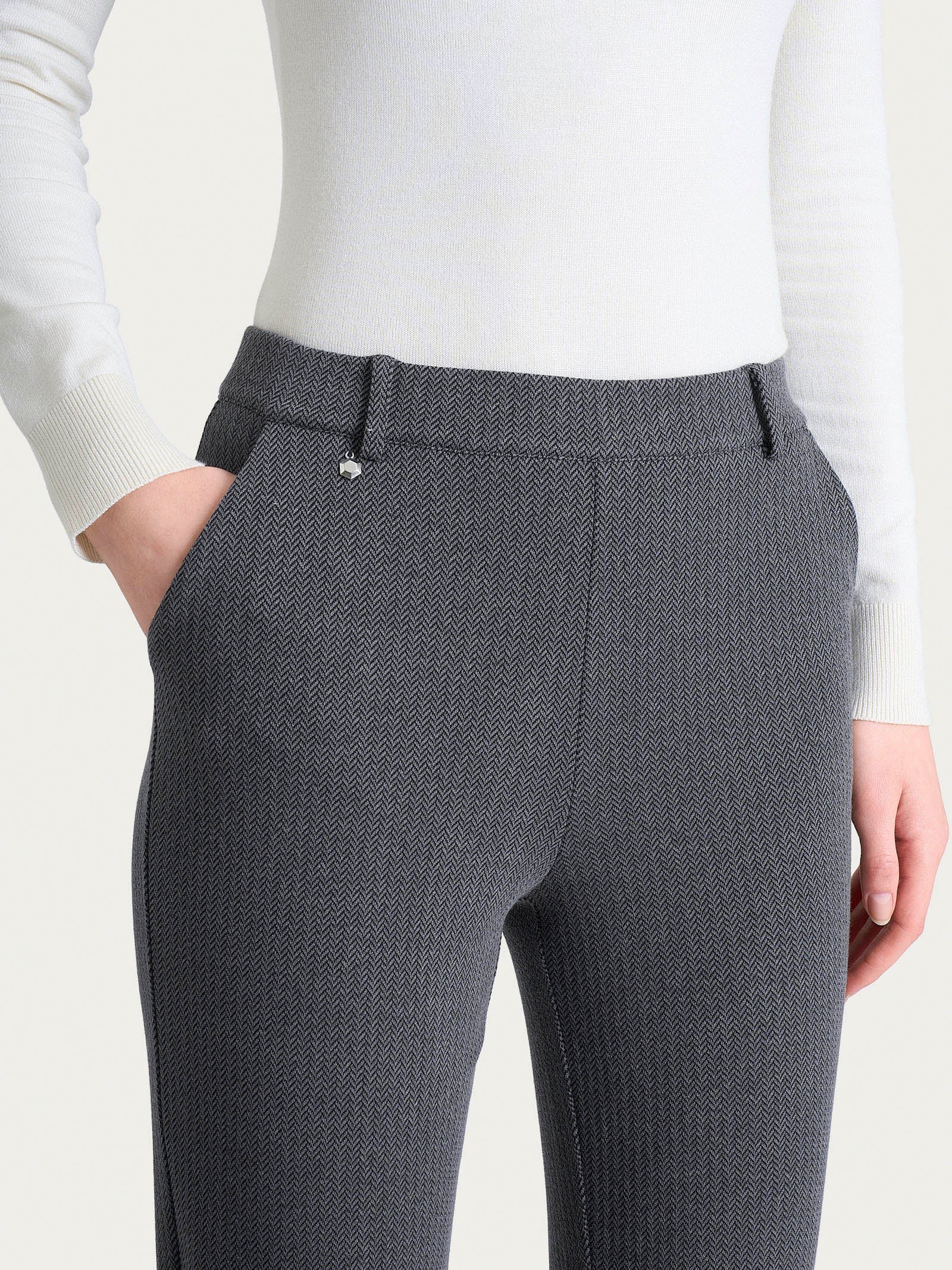 Ragno Eco Jacquard Pantalone Dritto Ardesia Spina Pesce