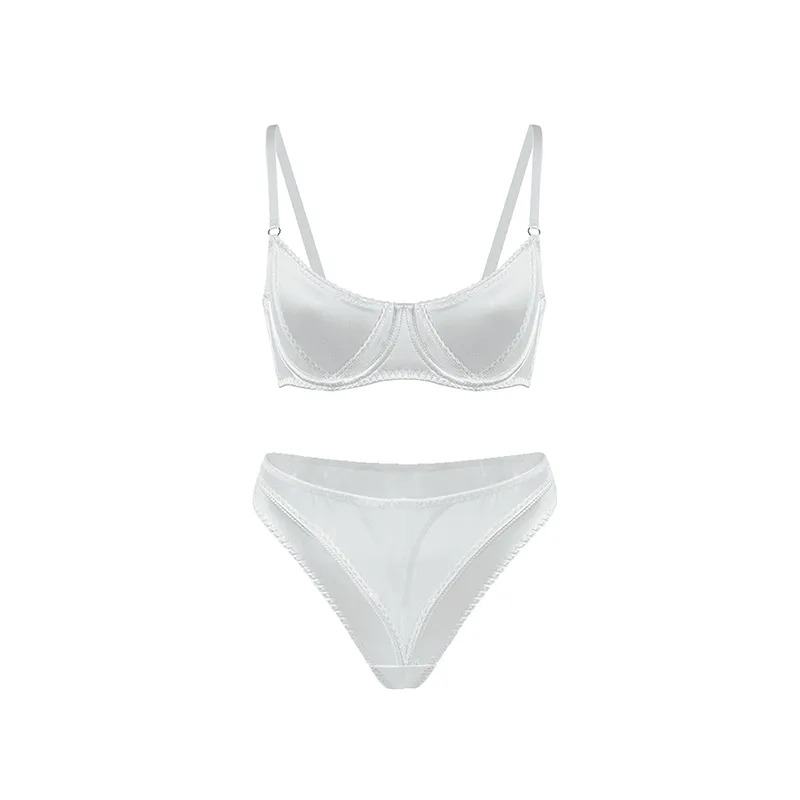 Maria Grazia Severi completo intimo bianco rete perizoma ferretto