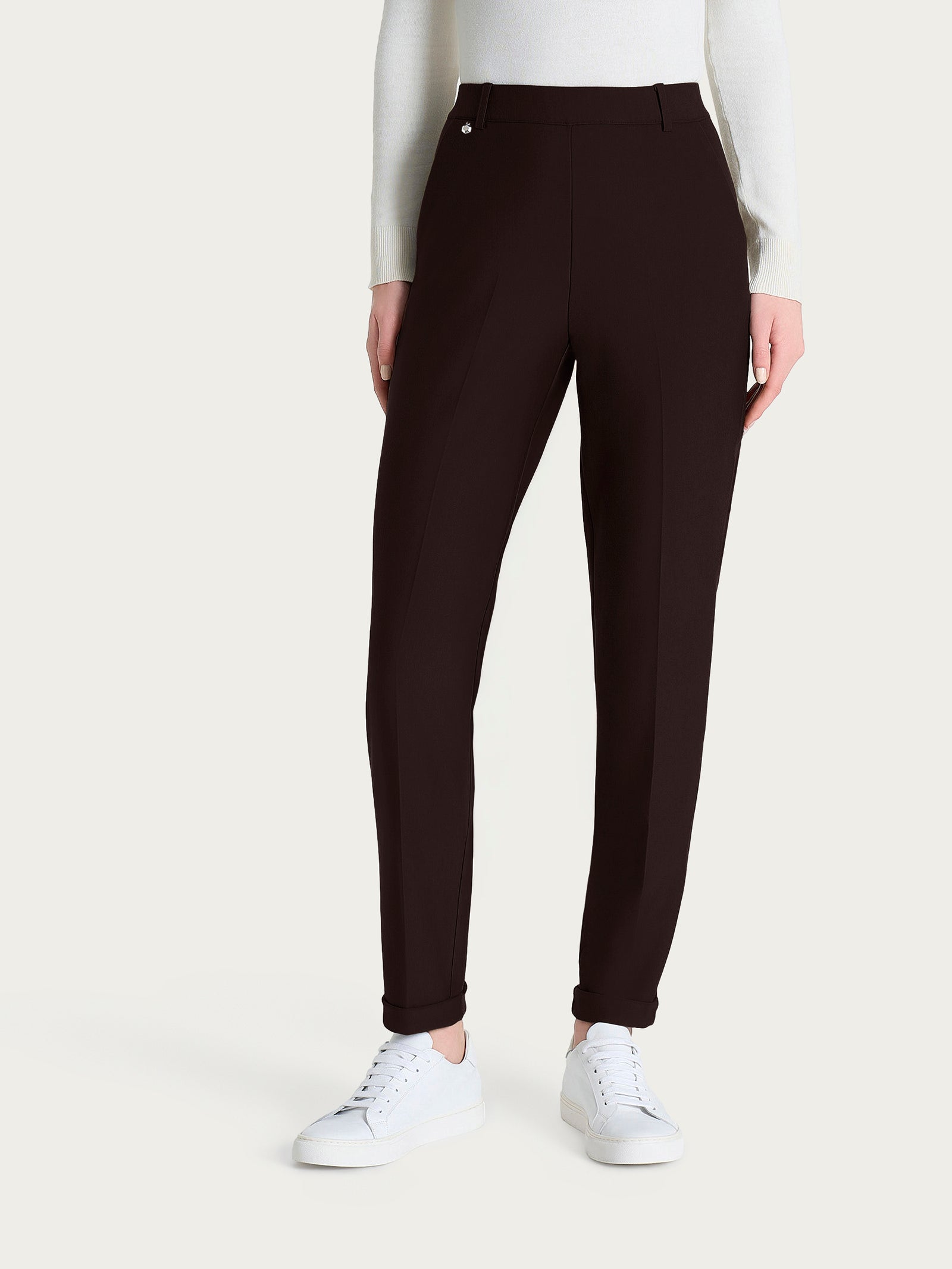 Ragno Compact pantalone chino slim Chocolate Torte con risvolto