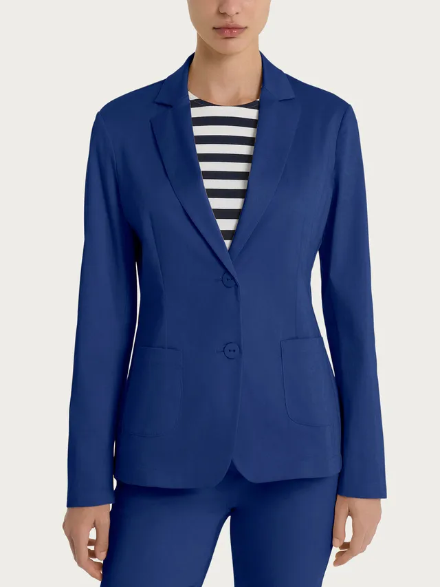 Ragno Satin Power blazer due bottoni donna blueberry cotone