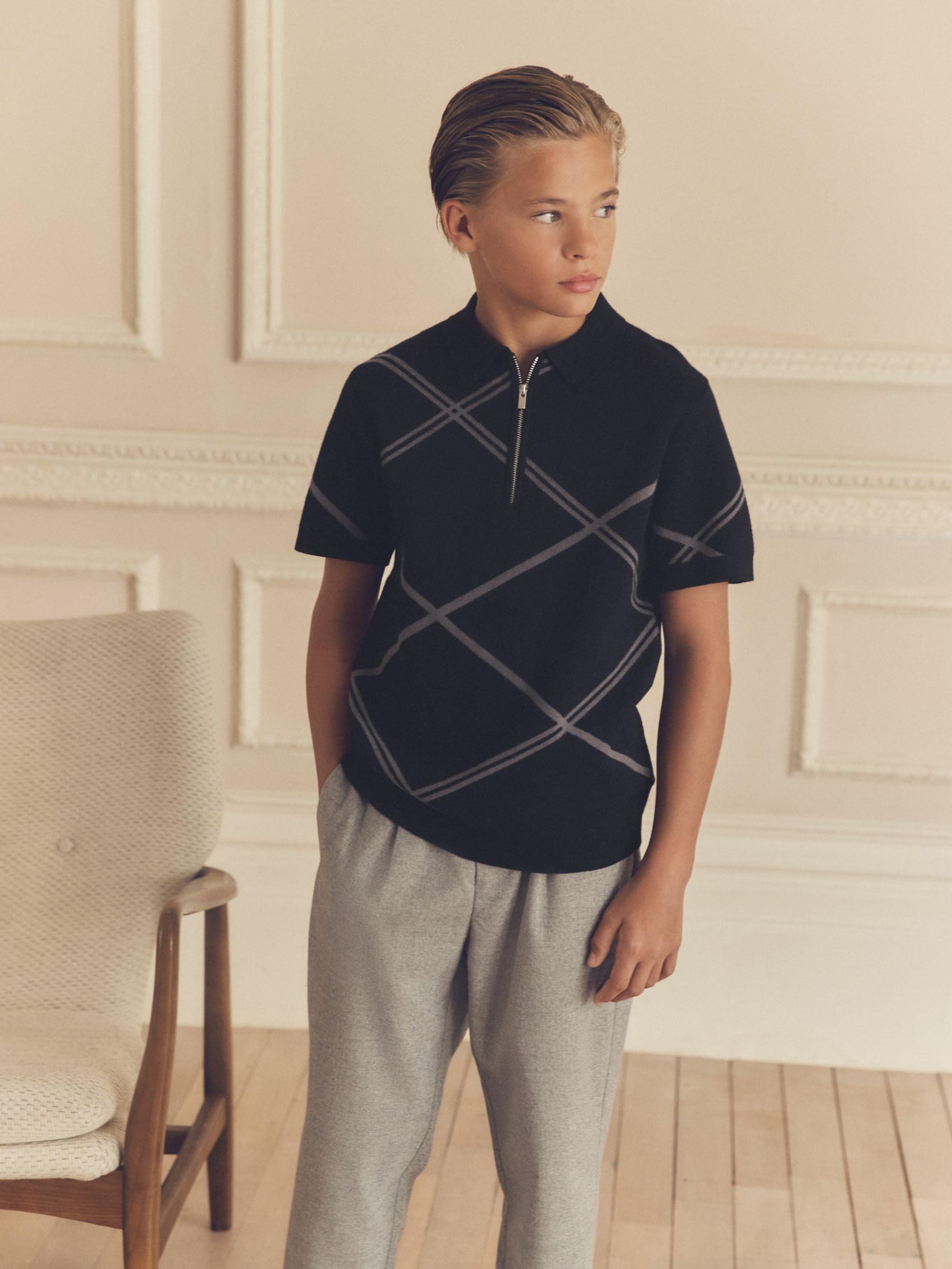 Next polo bambino zip maglia cotone taglia 134