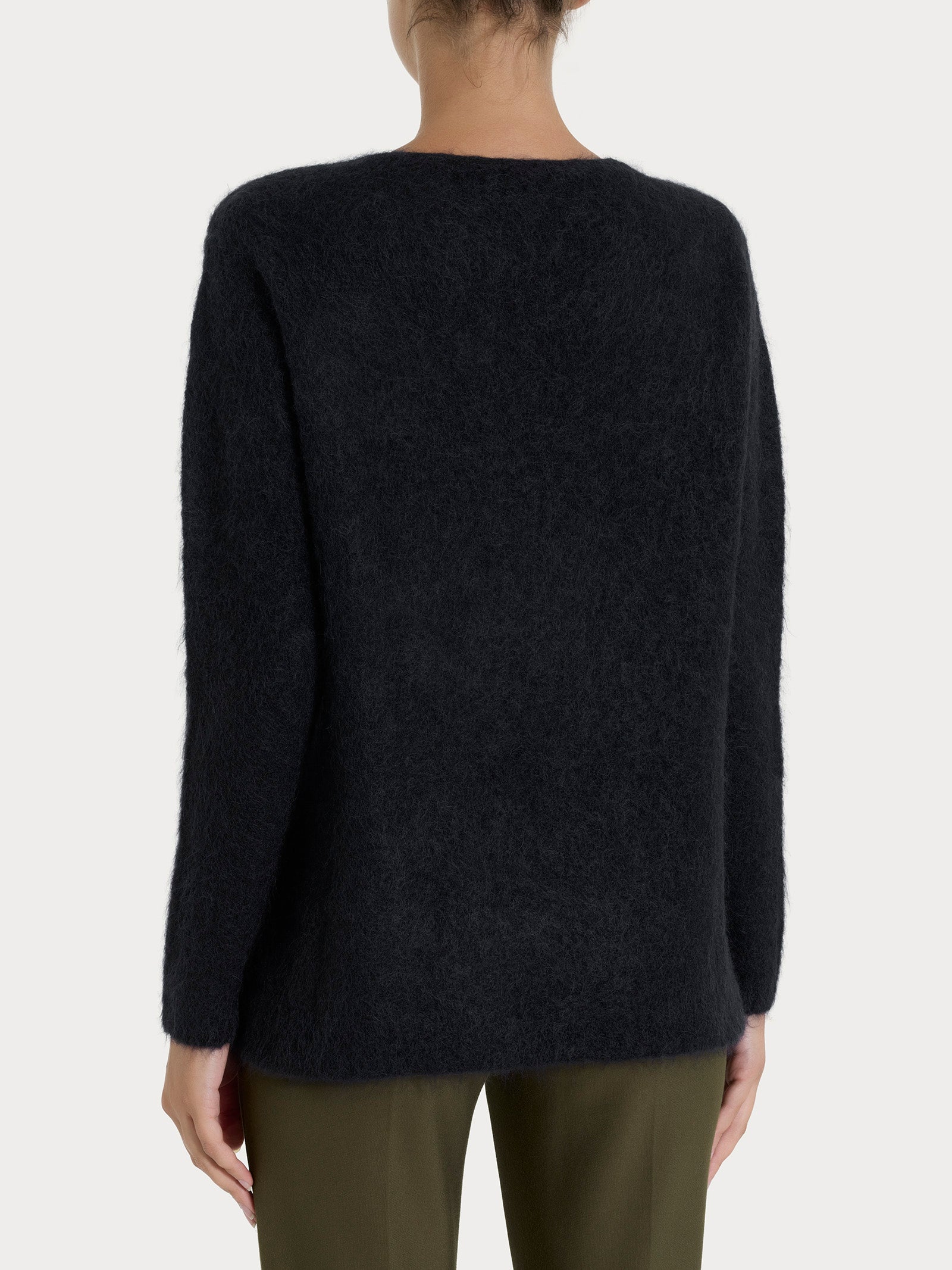 Ragno Alpaca Maglia Scollo V Nero Boxy Calda Taglie 1-7