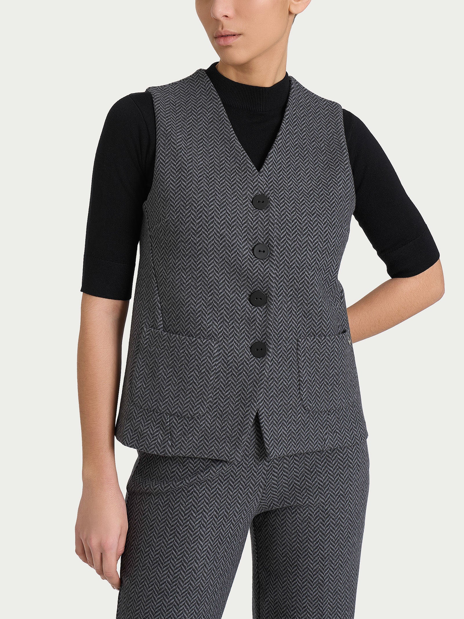Ragno Comfort gilet quattro bottoni Eco Jacquard Fant.Oscuro Mel