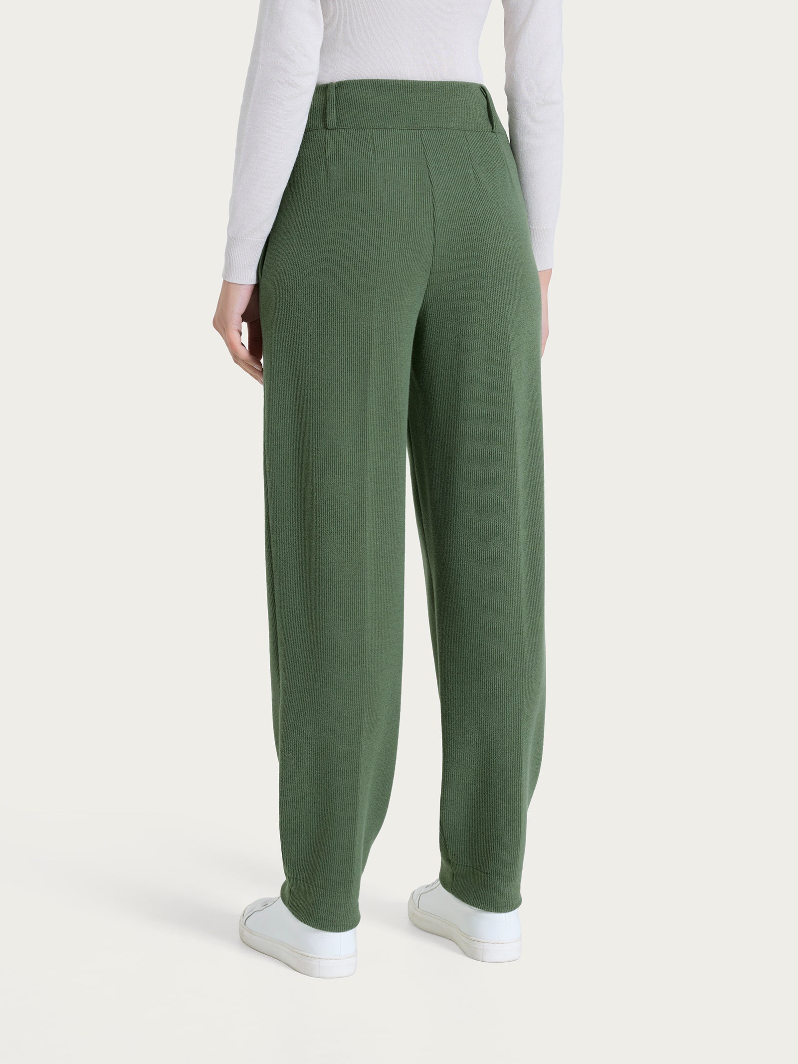 Ragno Relaxed Pantalone Carota Velvet Bronze Green Tapered