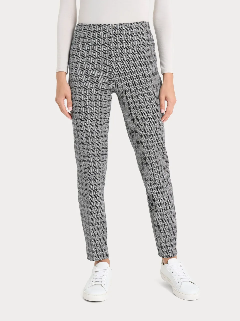 Ragno Eco Jacquard Pantalone Sigaretta Pied de Poule Fant.Nero skinny