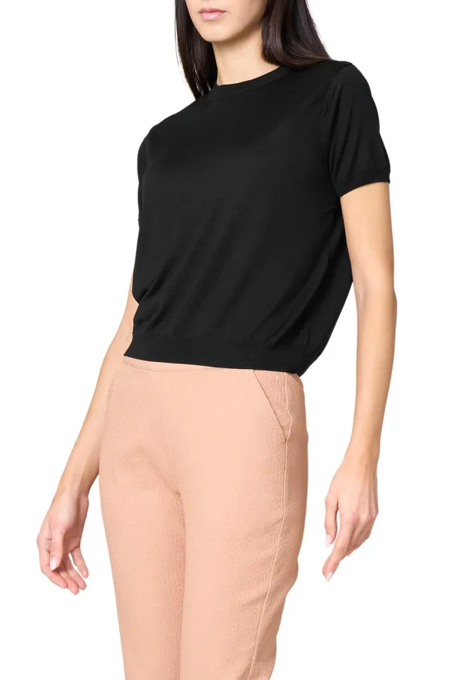 Goldenpoint maglia donna scollo tondo manica corta costine