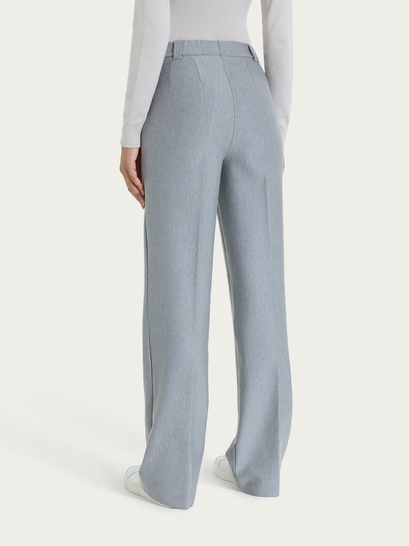 Ragno The Wide Leg Pantalone Ampio Compact Grigio Mel.