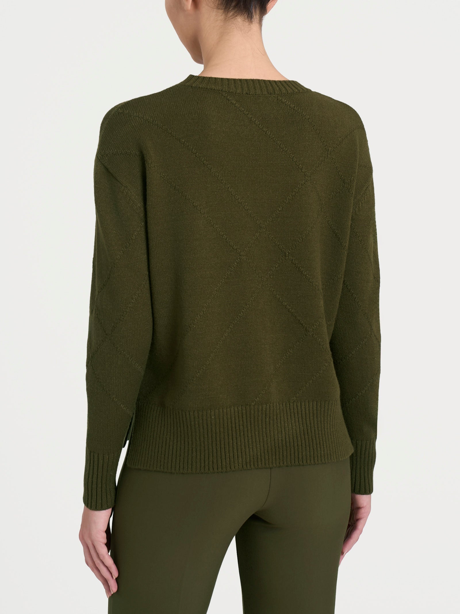 Ragno Super Soft maglia girocollo check Dark Olive
