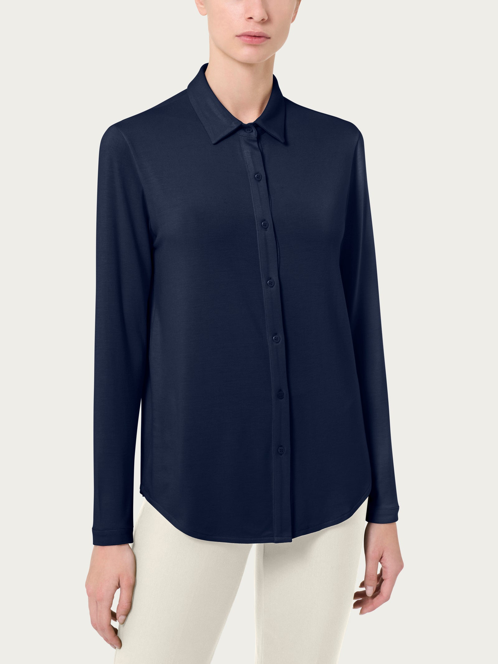 Ragno Gem Camicia Manica Lunga Eco Viscosa Bleu