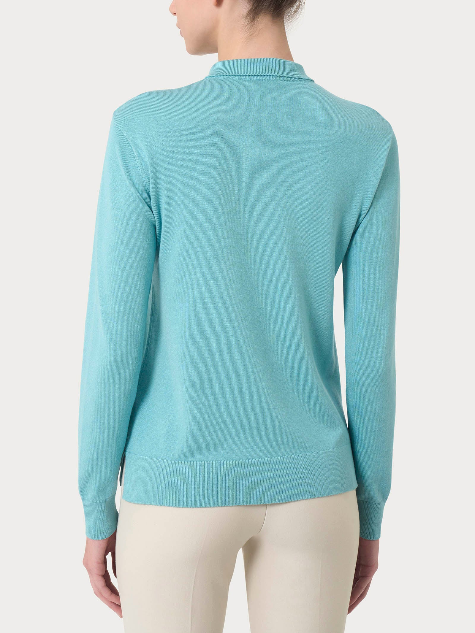 Ragno Four Seasons Polo Manica Lunga Azzurro Viscosa