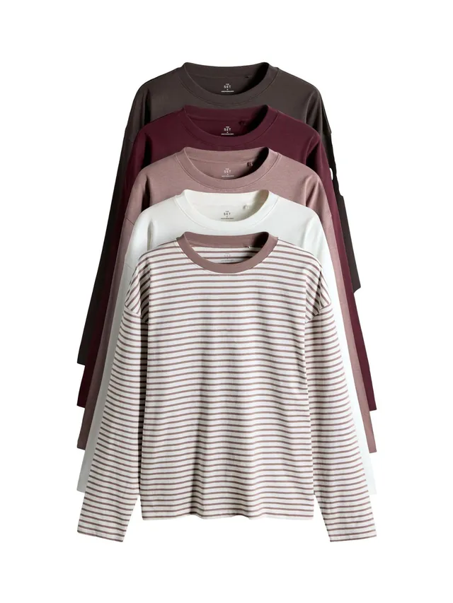 Next The Set Magliette Donna Maniche Lunghe 5 Pezzi Uso Quotidiano