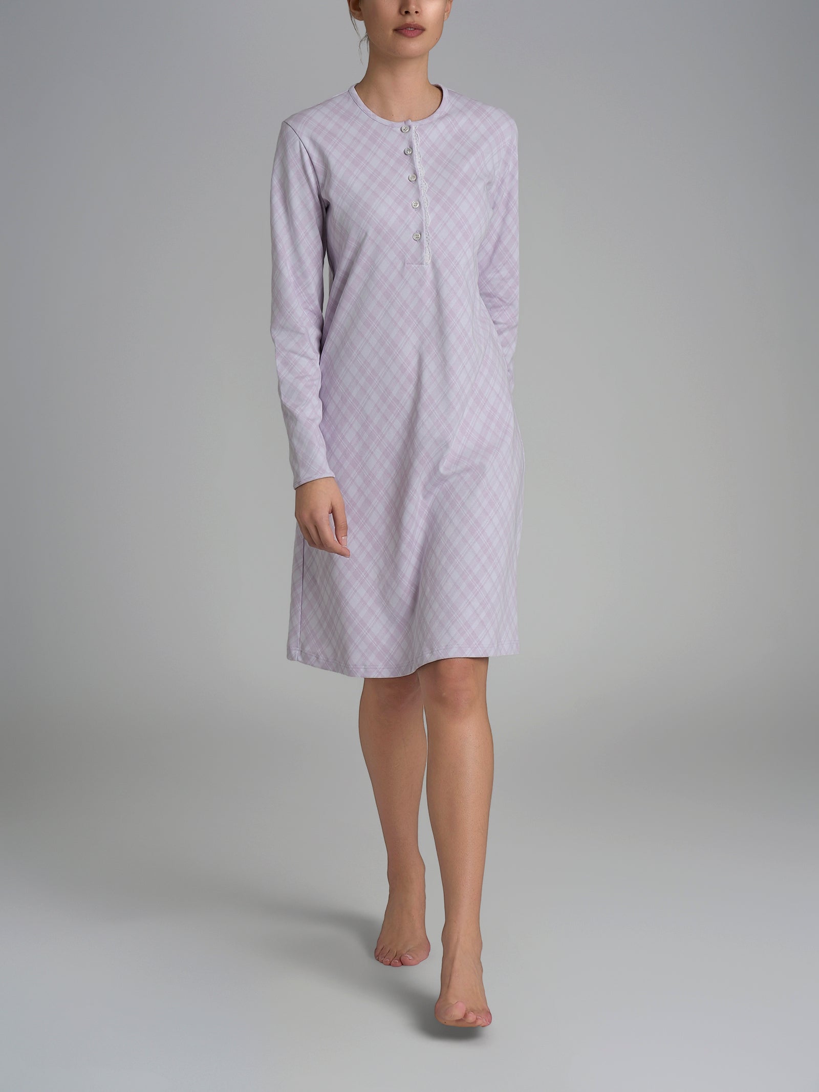 Ragno Sweet Emotion camicia notte pizzo cotone Lavender Blue