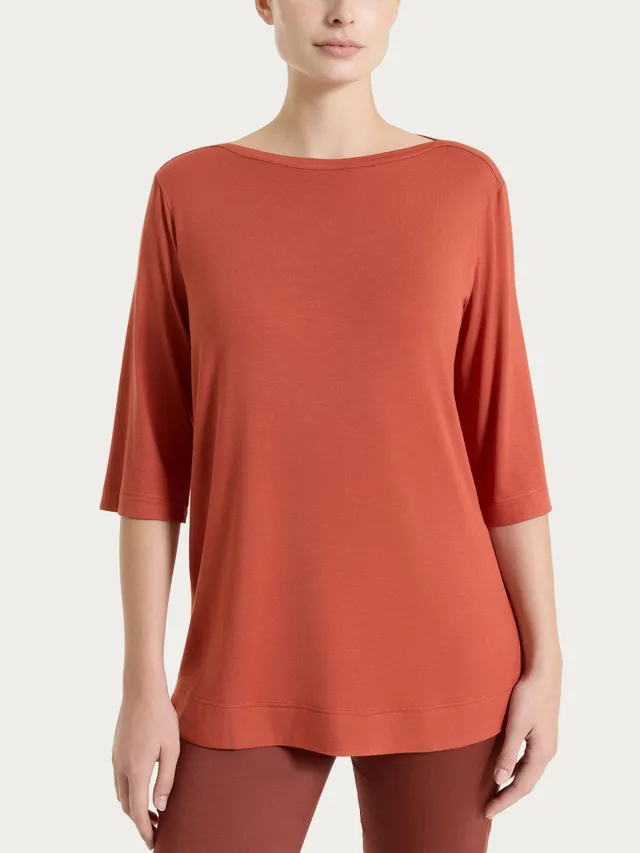 Ragno Viscosa Summer Maglietta Manica 3/4 Fluida Burnt Brick