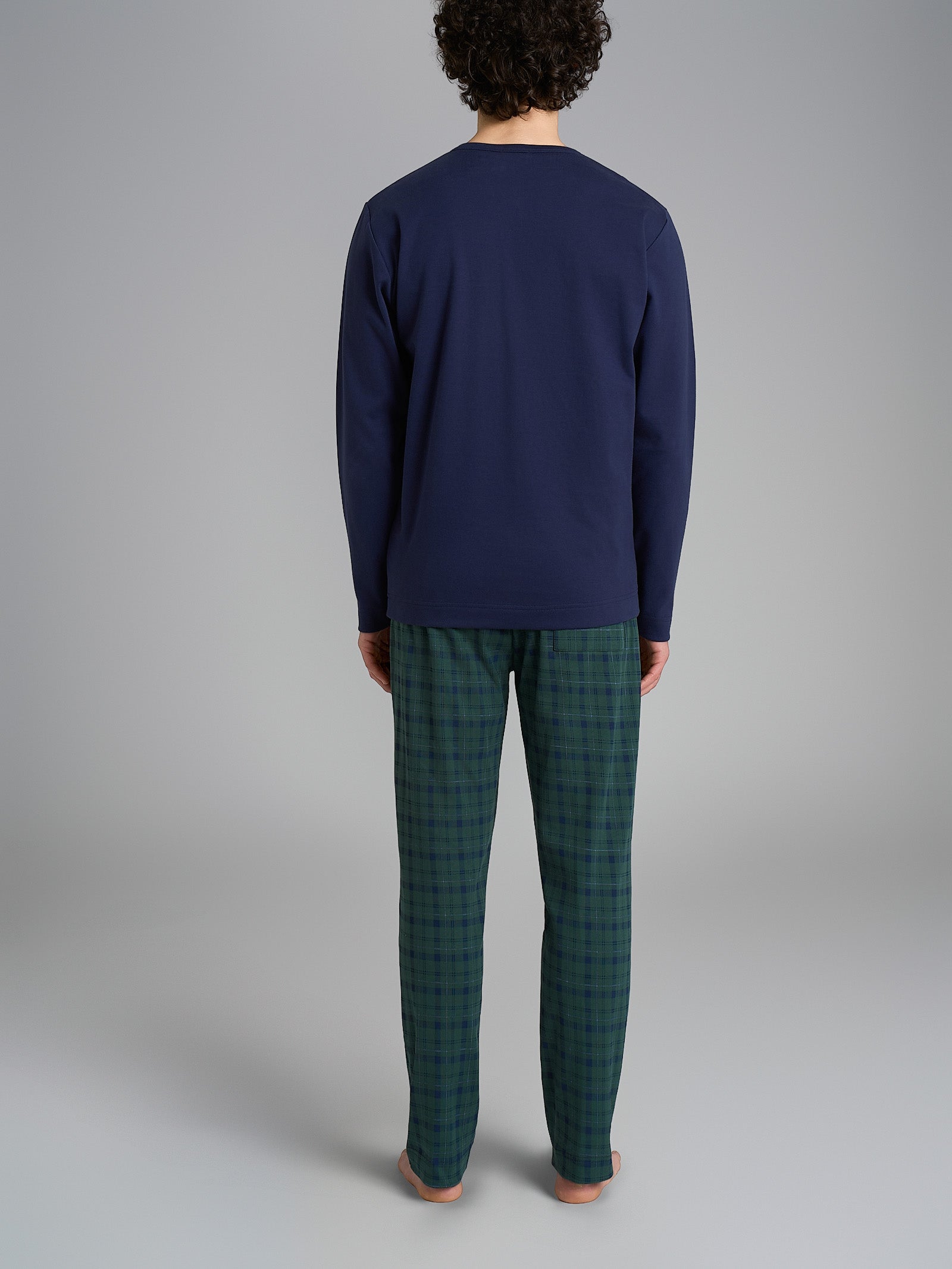 Ragno Pigiama Lungo Serafino pigiama interlock tartan green