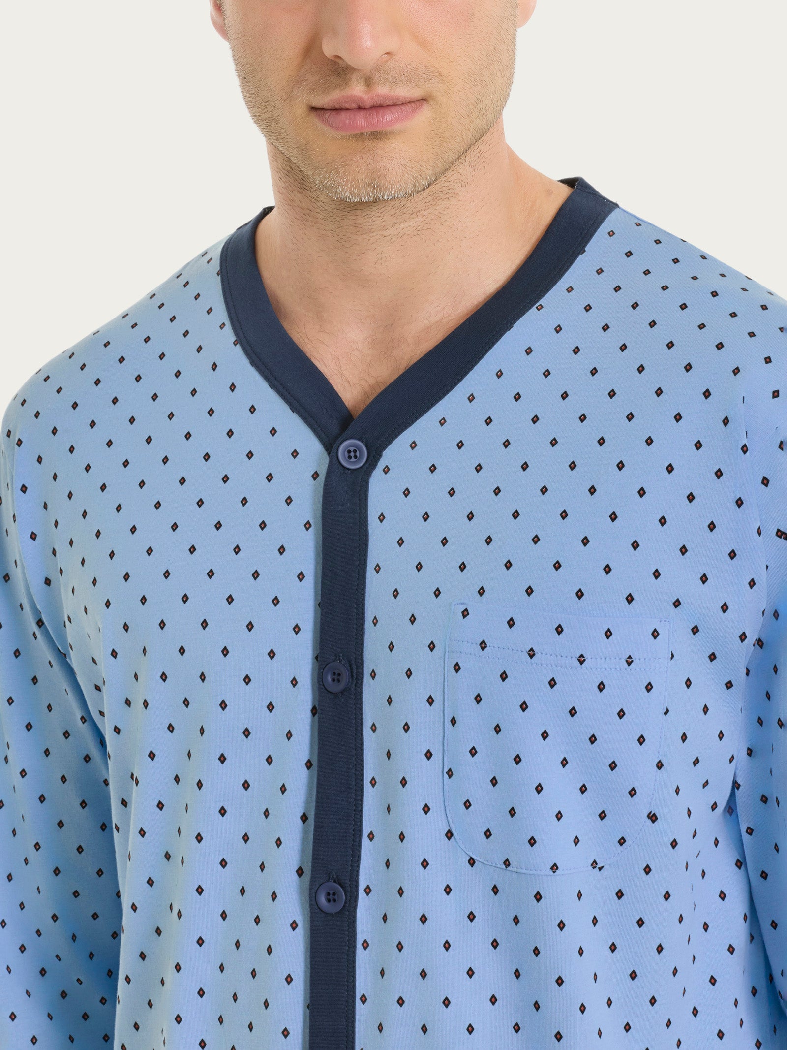 Ragno Jersey Cotone pigiama uomo micro rombi blu