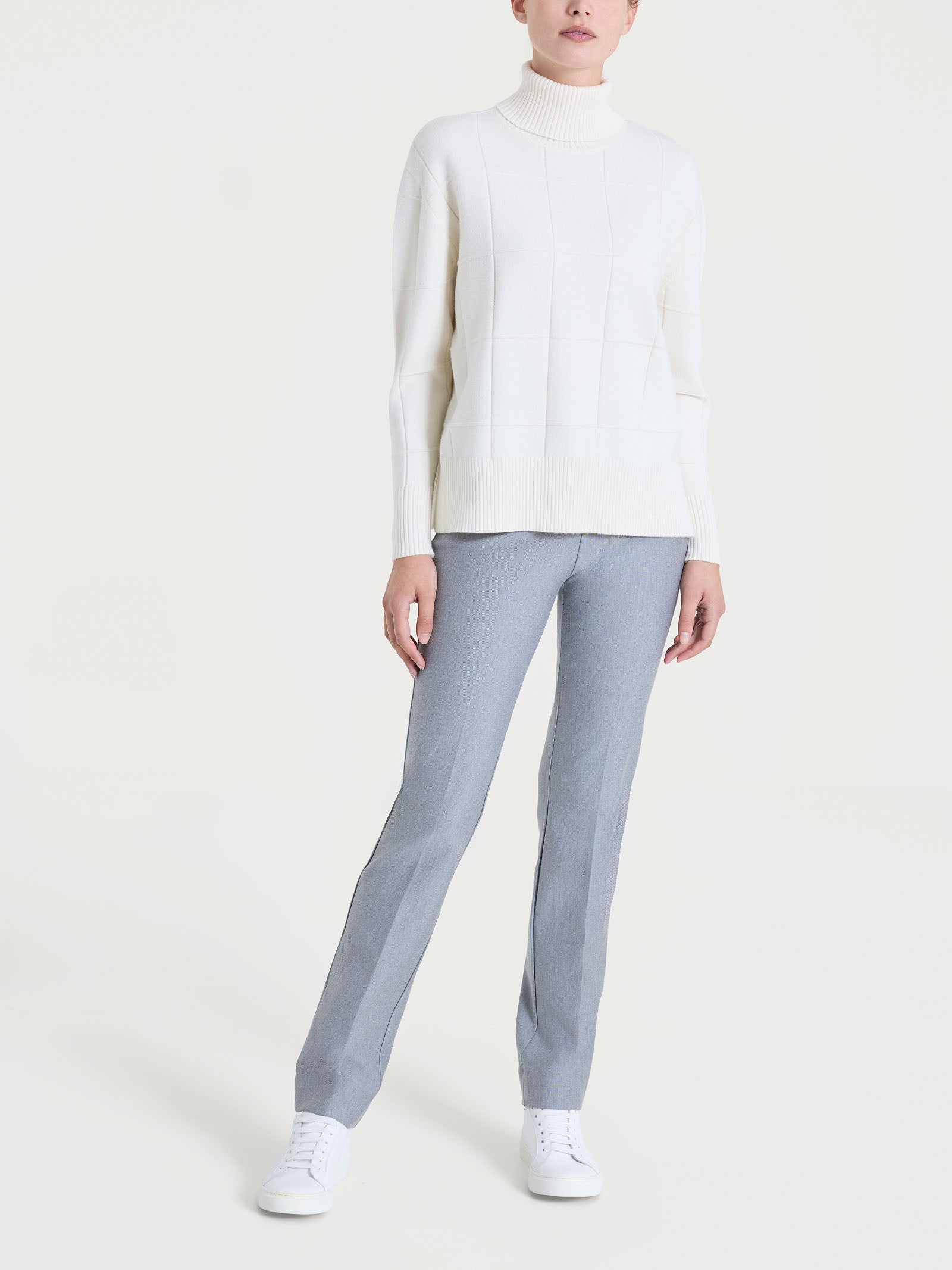 Ragno Dolcevita Check in Super Soft Maglia Avorio Boxy