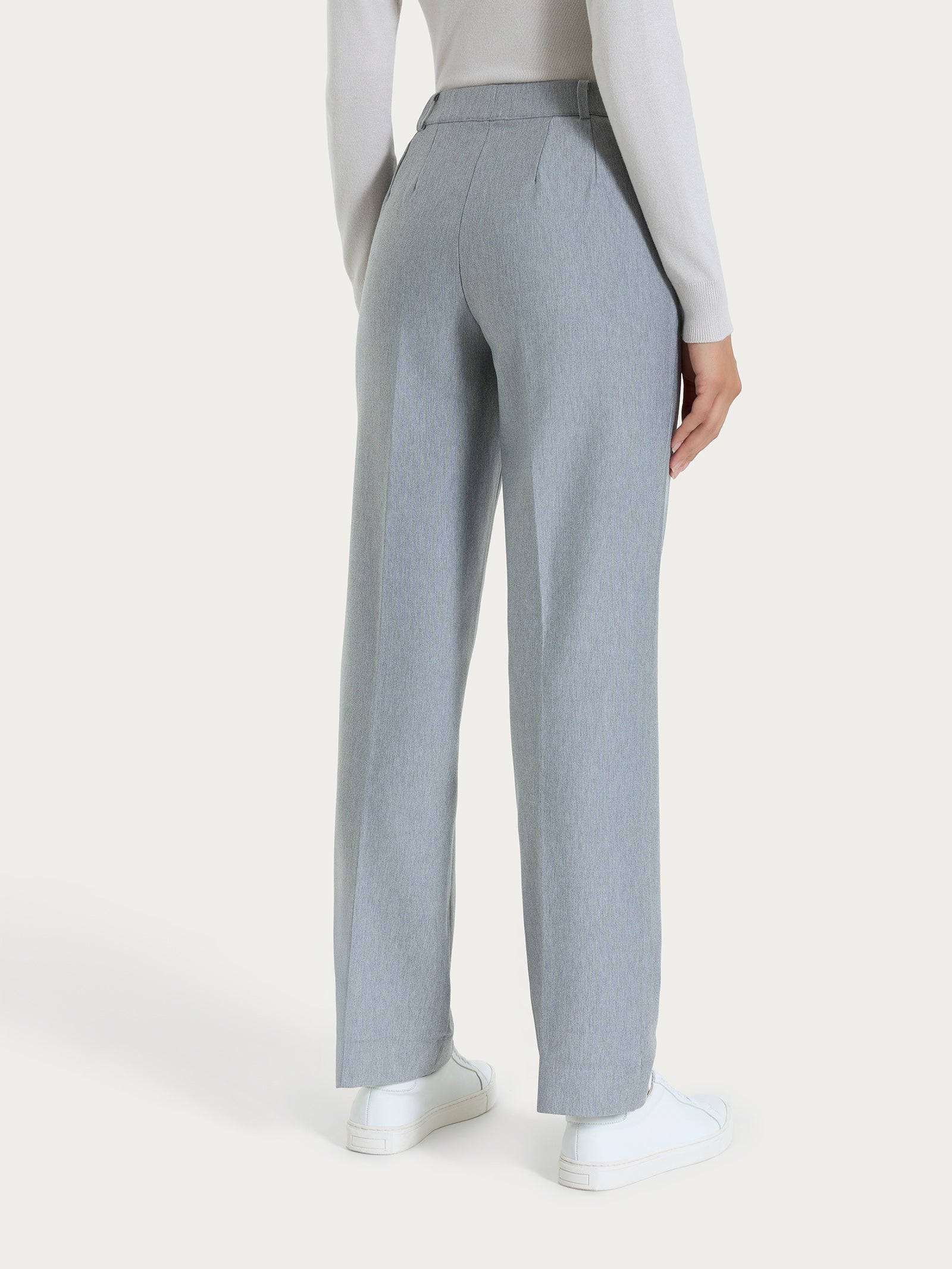 Ragno Compact The Wide Leg pantalone grigio tasche