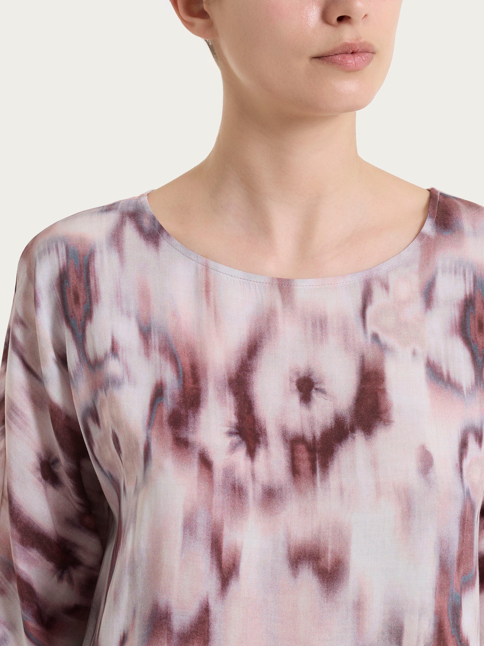 Ragno EcoSeta Blusa Manica Kimono 3/4 Fantasia Mahogany