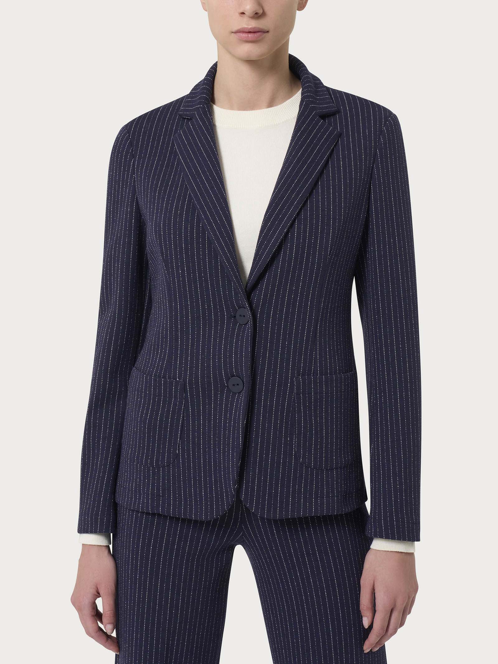 Ragno Compact Blazer gessato blu Fant.Bleu lurex