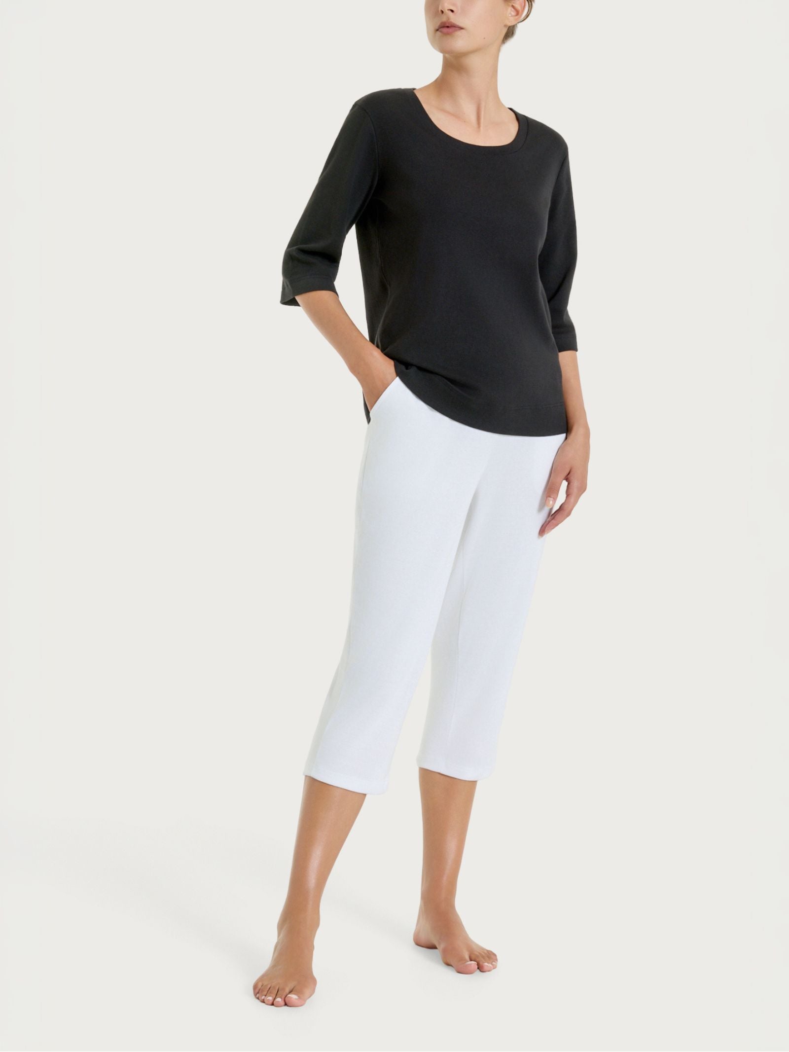 Ragno Eco Cotton maglietta manica 3/4 nera morbida